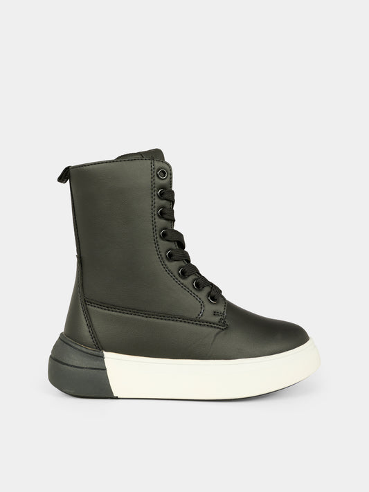 Stivali neri per bambini con logo,Calvin Klein Kids,V3X5 83168 1355999