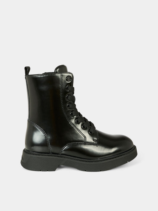 Anfibi neri per bambina con logo,Calvin Klein Kids,V3X5 83185 1453999