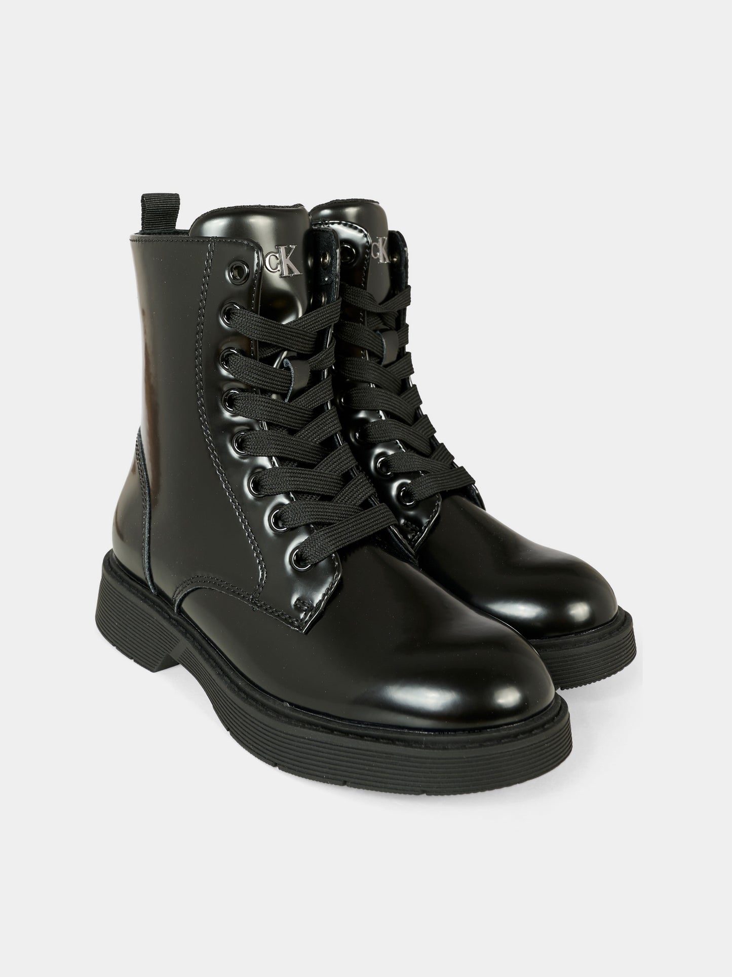 Anfibi neri per bambina con logo,Calvin Klein Kids,V3X5 83185 1453999