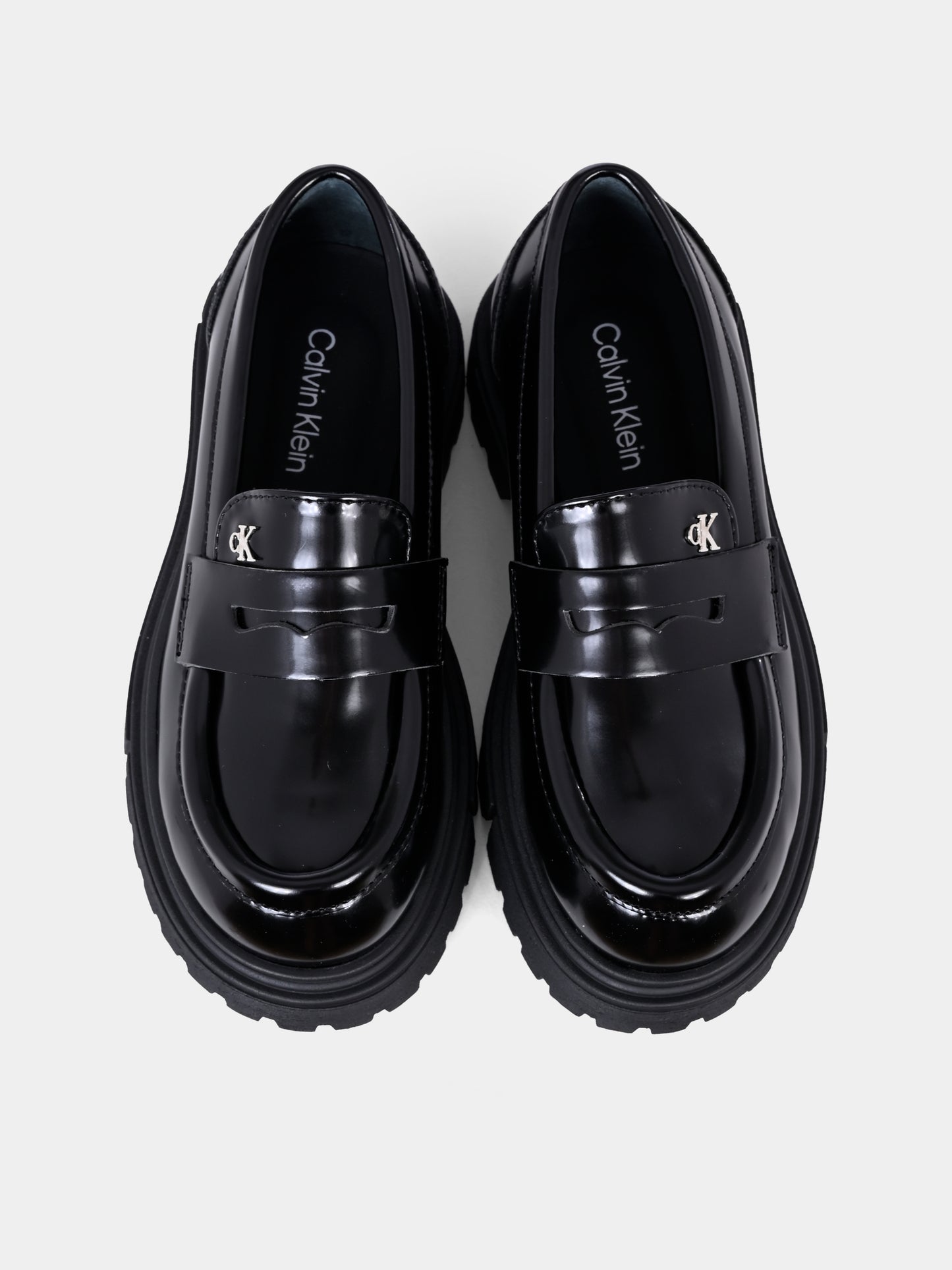 Mocassini neri per bambina con logo,Calvin Klein Kids,V4A4 83130 1453999