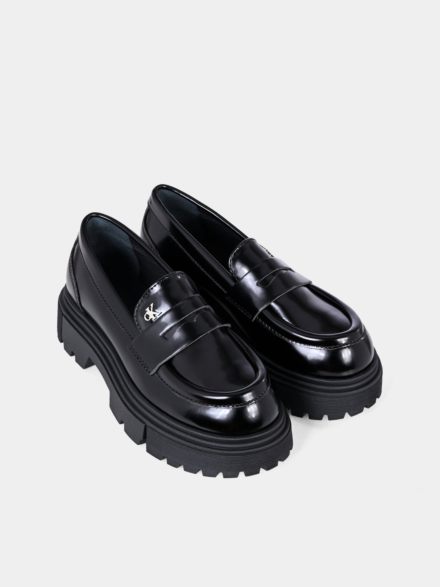 Mocassini neri per bambina con logo,Calvin Klein Kids,V4A4 83130 1453999