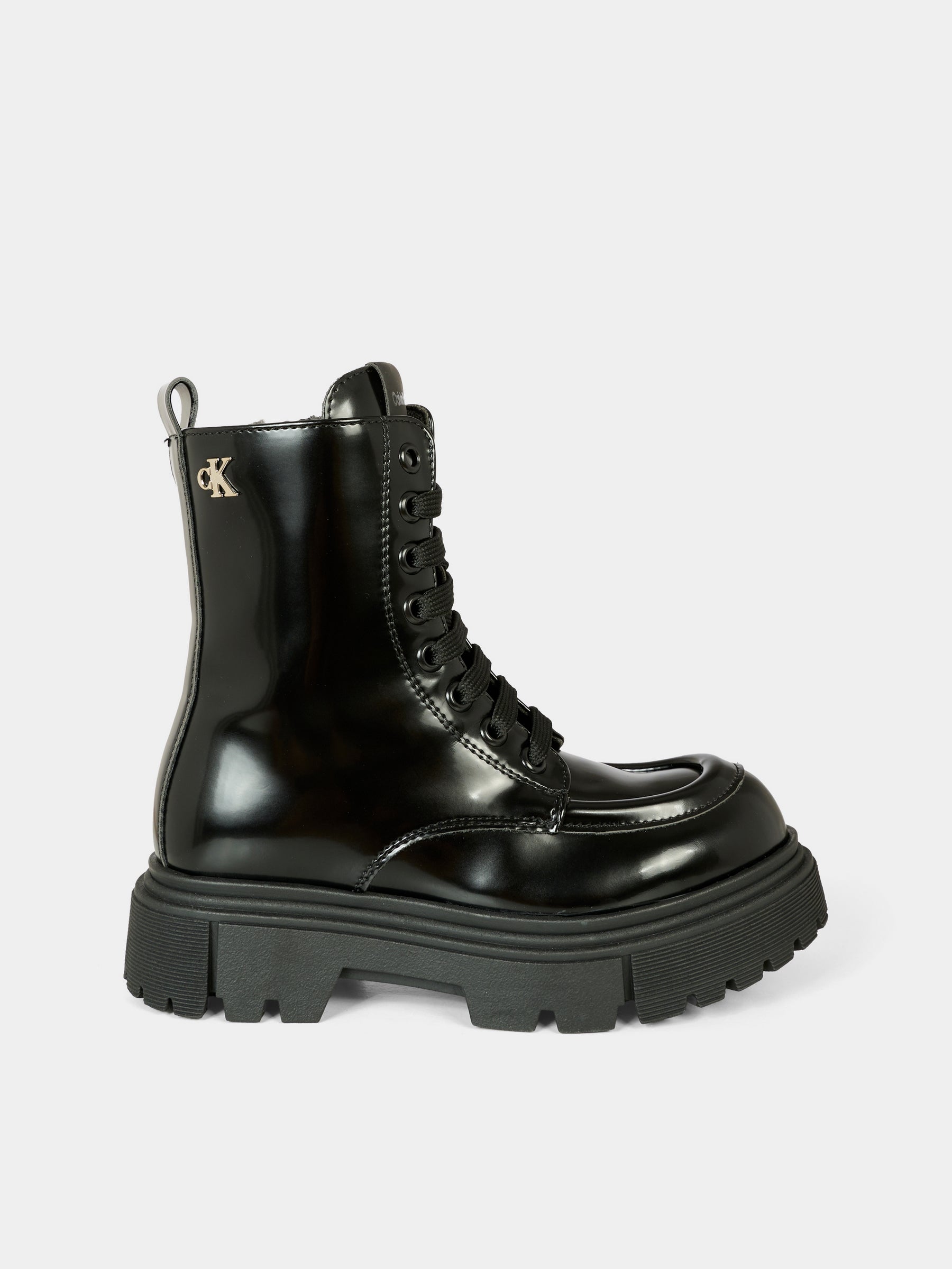 Anfibi nero per bambini con logo,Calvin Klein Kids,V4A5 83132 1453999