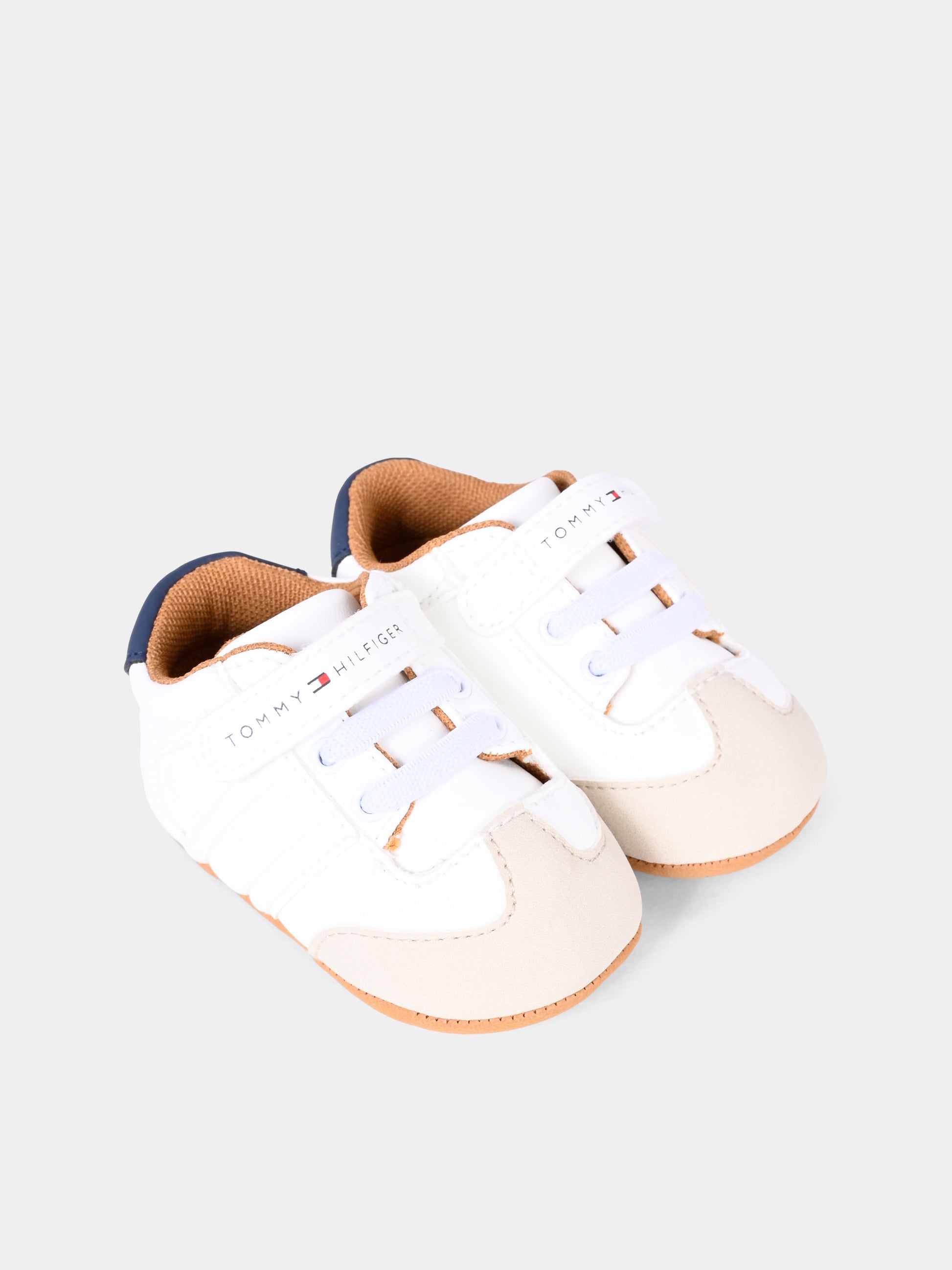 Sneakers beige per neonato con logo,Tommy Hilfiger Junior,T0B9 34055 1269B058