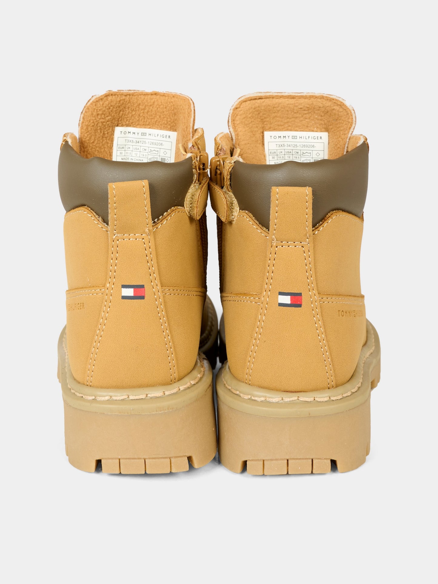 Anfibi giallo ocra per bambino con logo,Tommy Hilfiger Junior,T3X5 34125 1269206