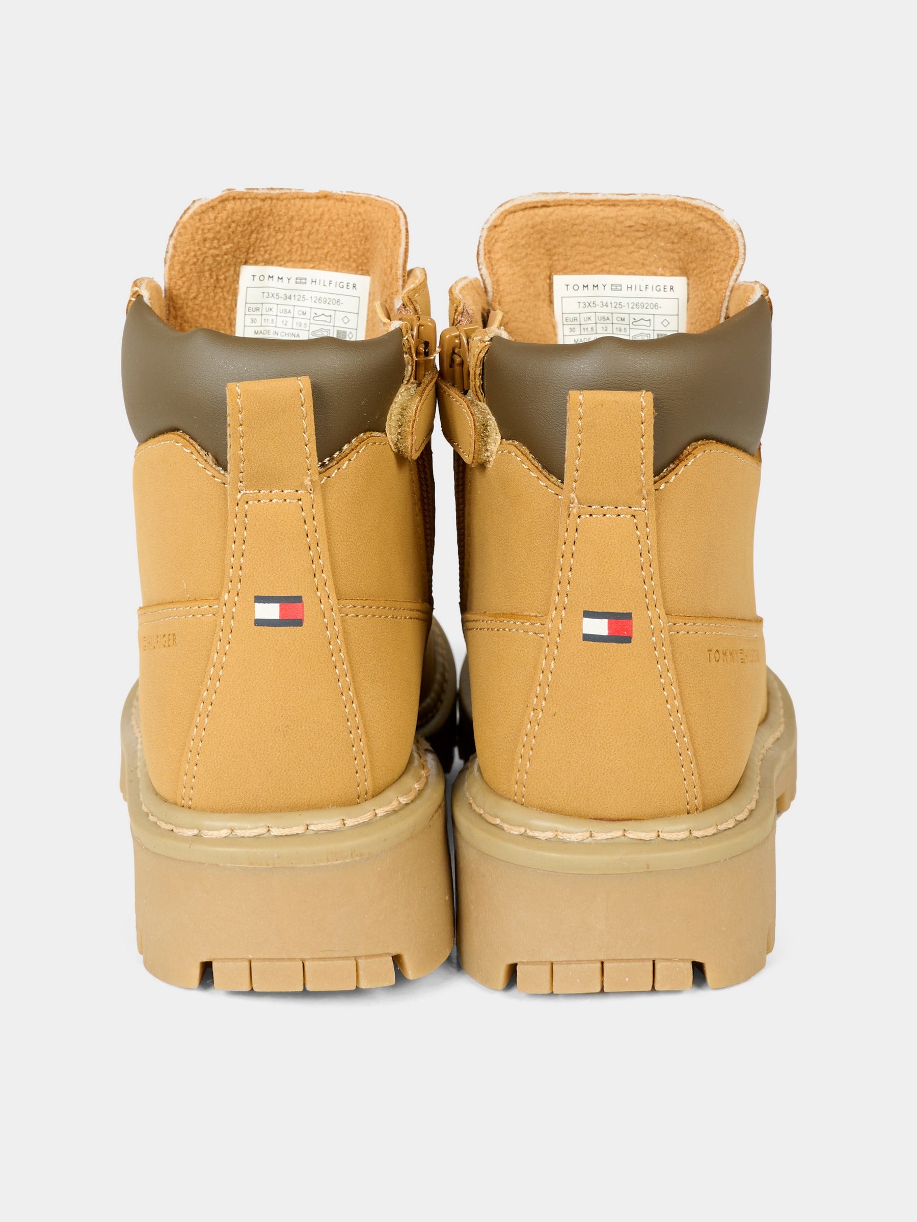 Anfibi giallo ocra per bambino con logo,Tommy Hilfiger Junior,T3X5 34125 1269206