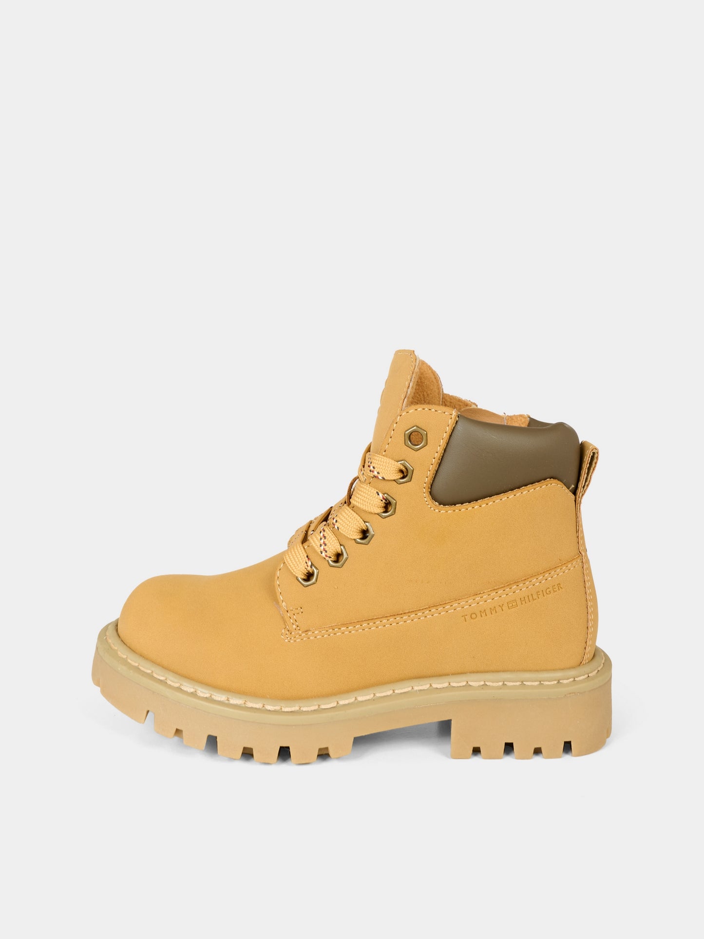 Anfibi giallo ocra per bambino con logo,Tommy Hilfiger Junior,T3X5 34125 1269206