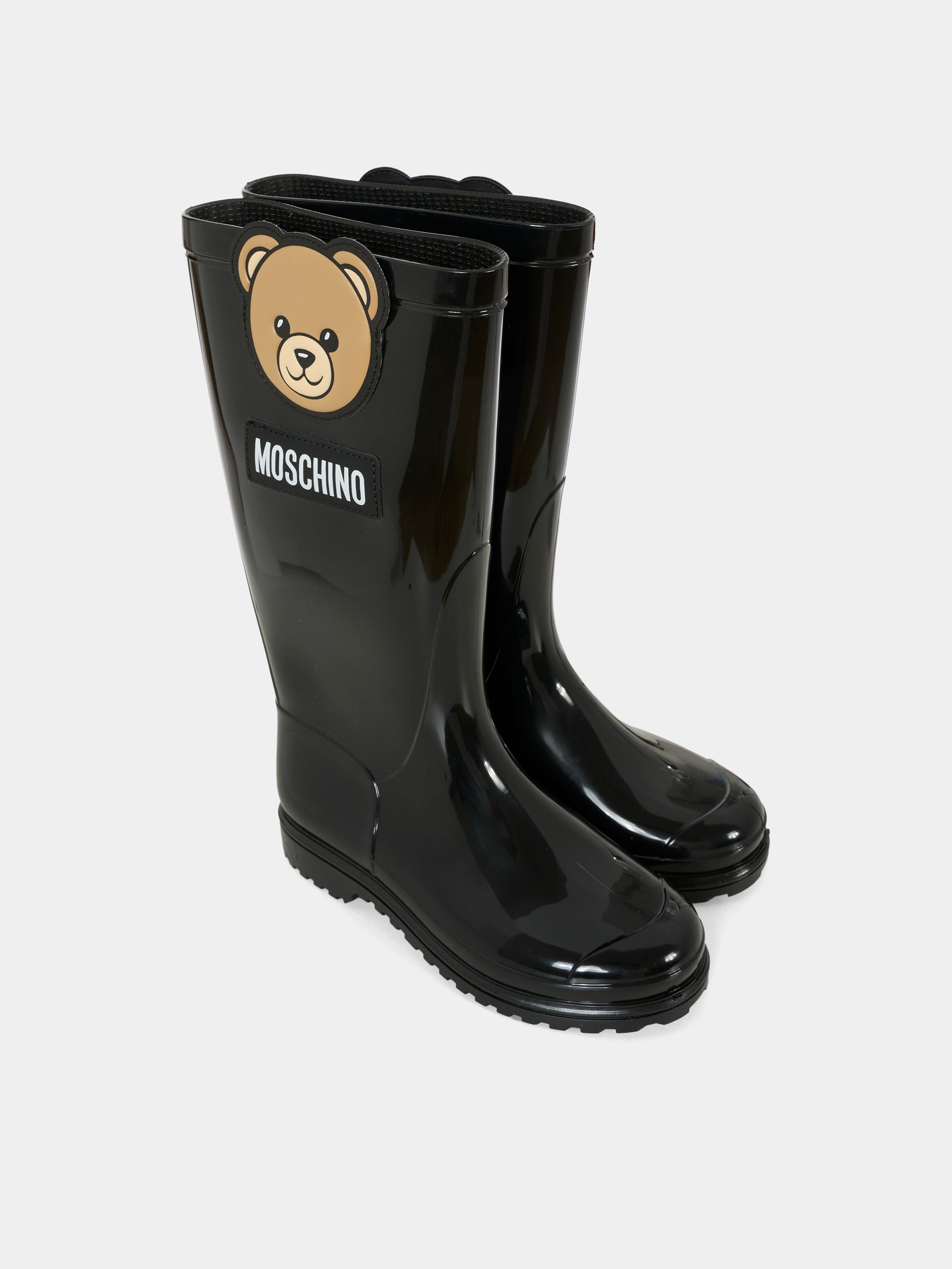 Stivali da pioggia neri per bambini con Teddy Bear,Moschino Kids,81986 - VAR1