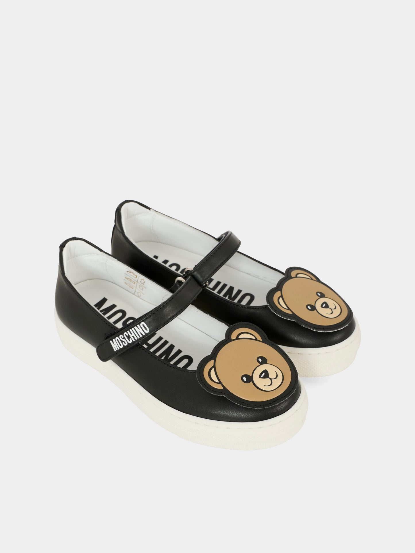 Black ballet flats for girl with Teddy Bear