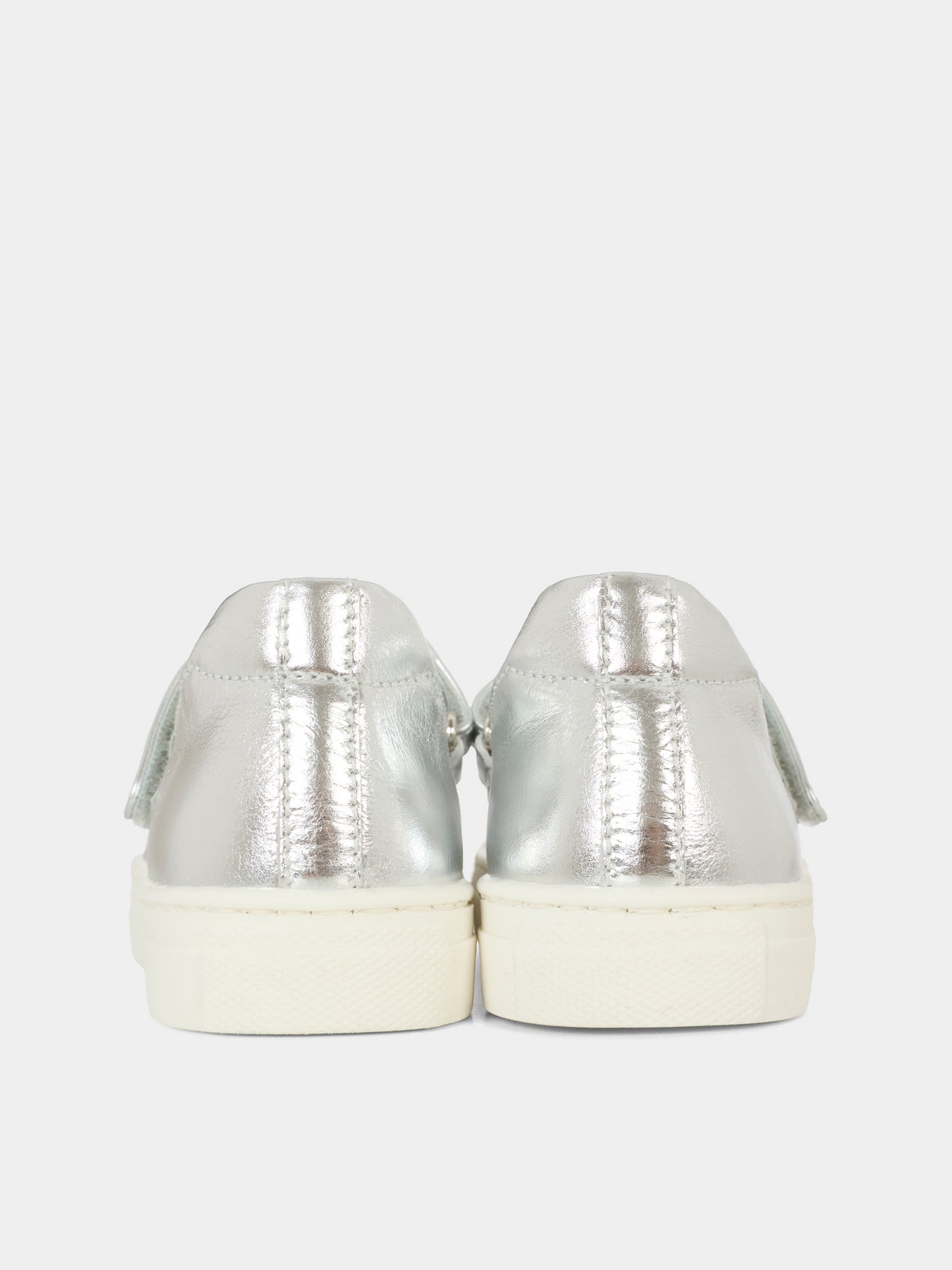 Silver ballet flats for baby girl and girl with Teddy Bear