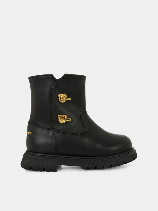 Stivali neri per bambina con logo,Moschino Kids,81869 - VAR1