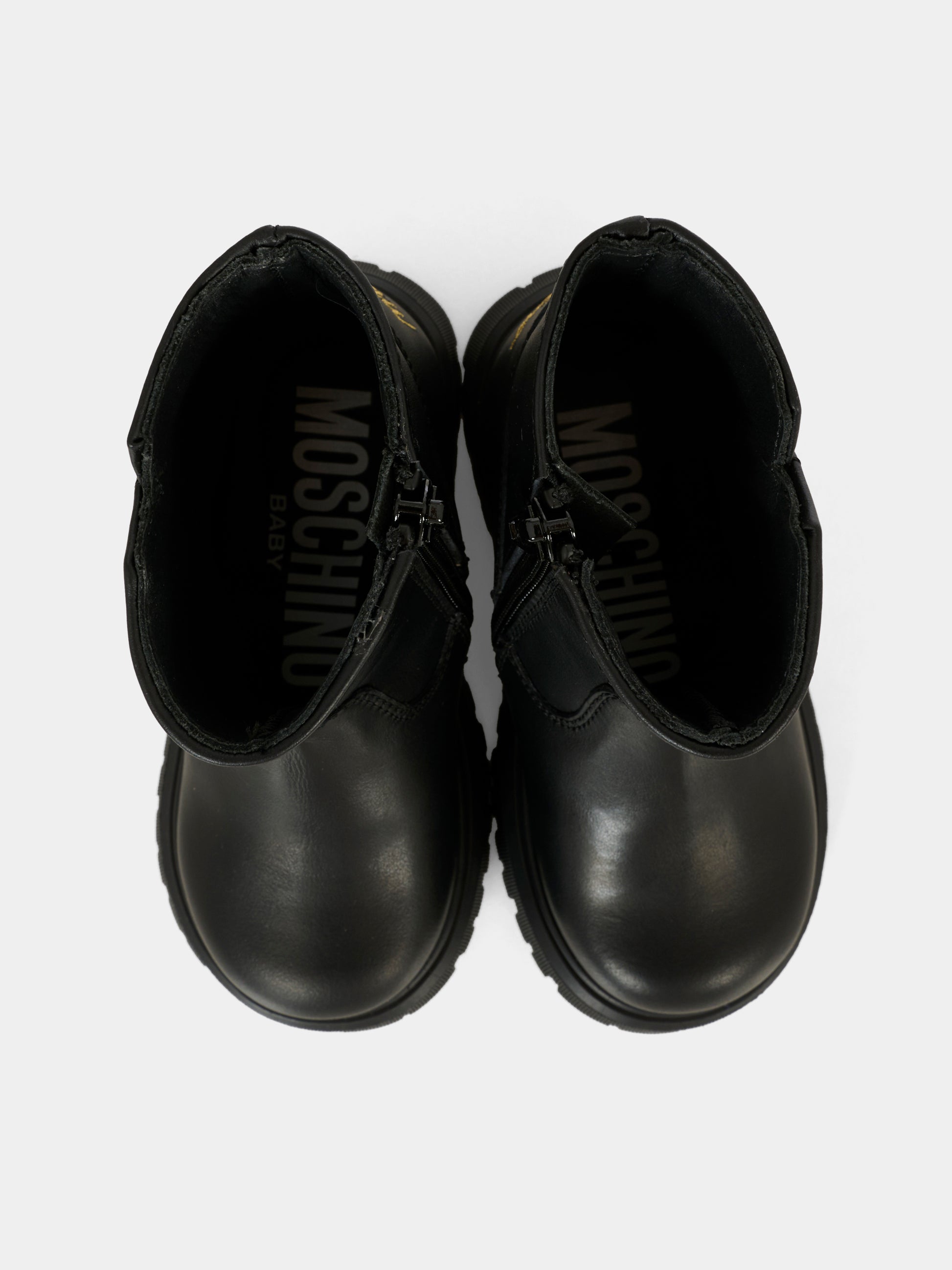 Stivali neri per bambina con logo,Moschino Kids,81869 - VAR1