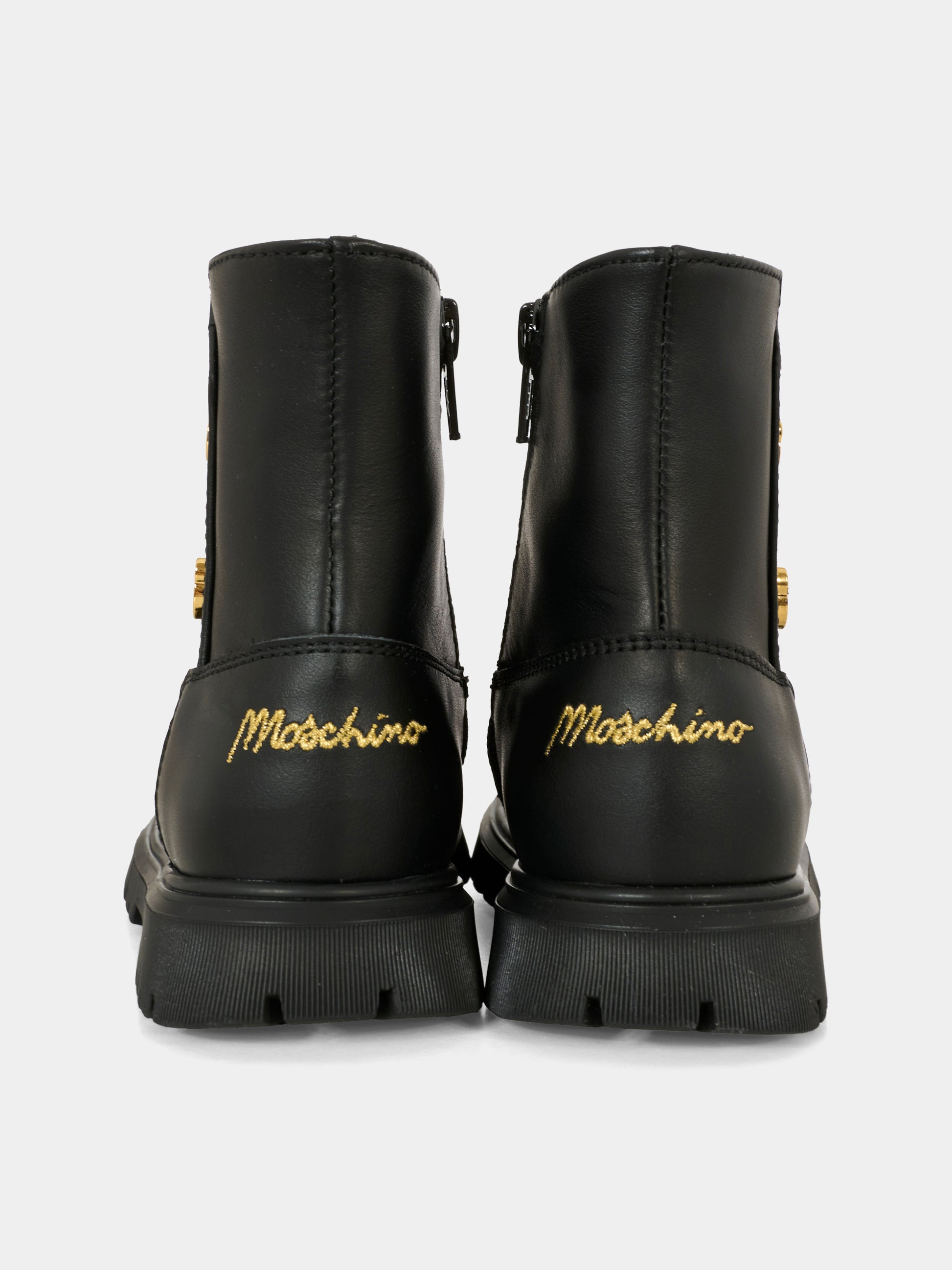 Stivali neri per bambina con logo,Moschino Kids,81869 - VAR1