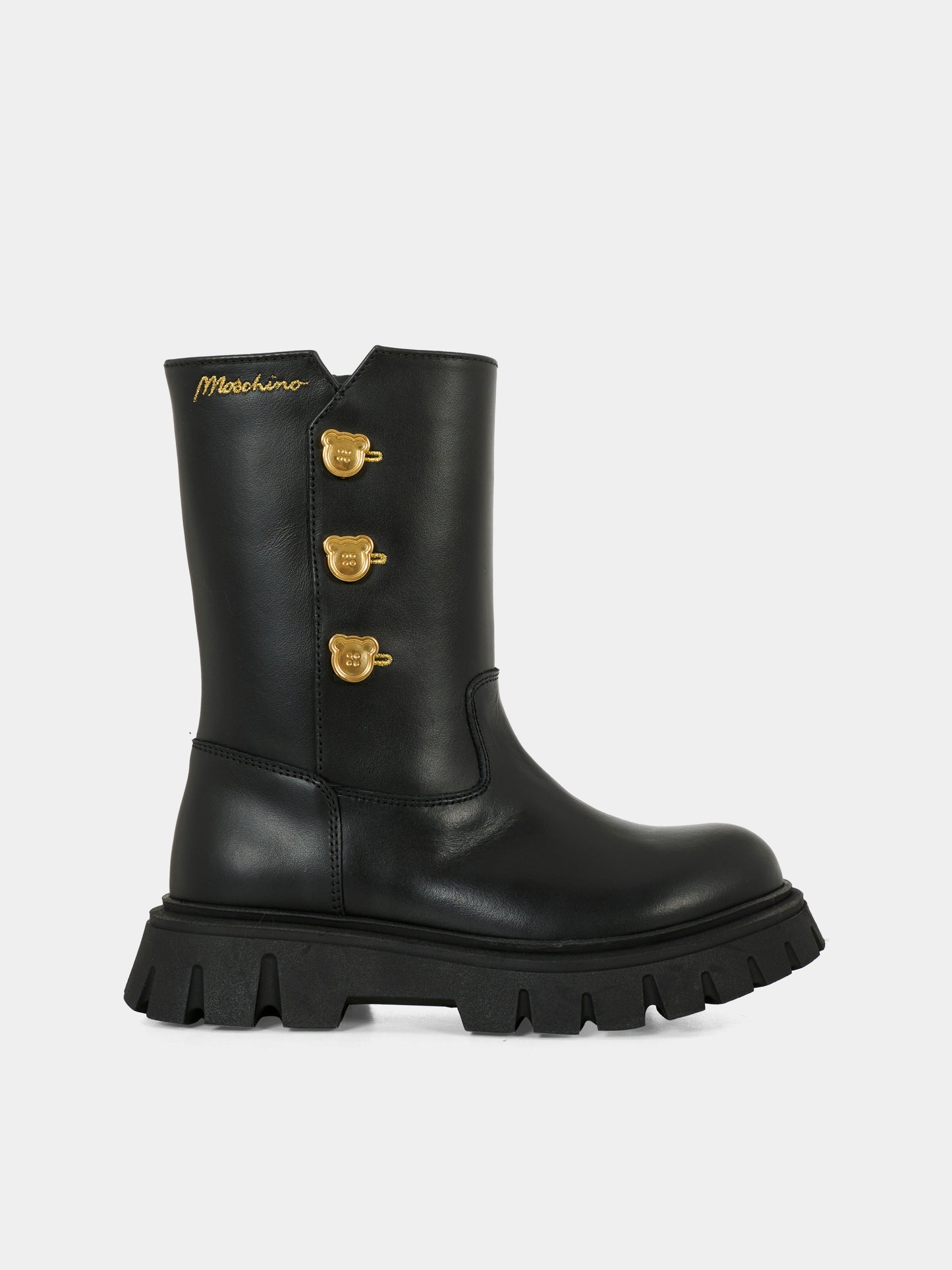 Stivali neri per bambina con logo,Moschino Kids,81963 - VAR1