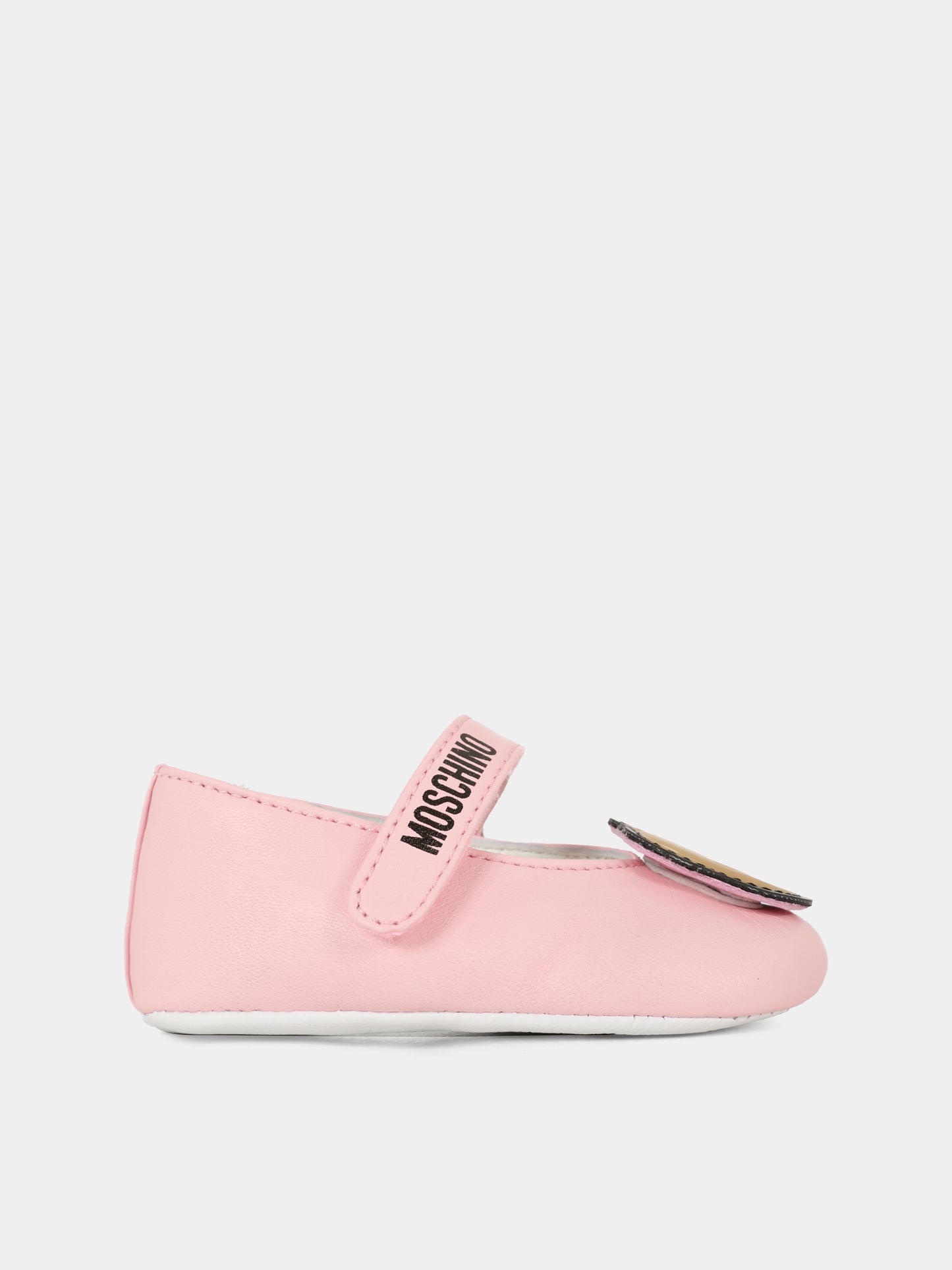 Pink ballet flats for girl with Teddy Bear