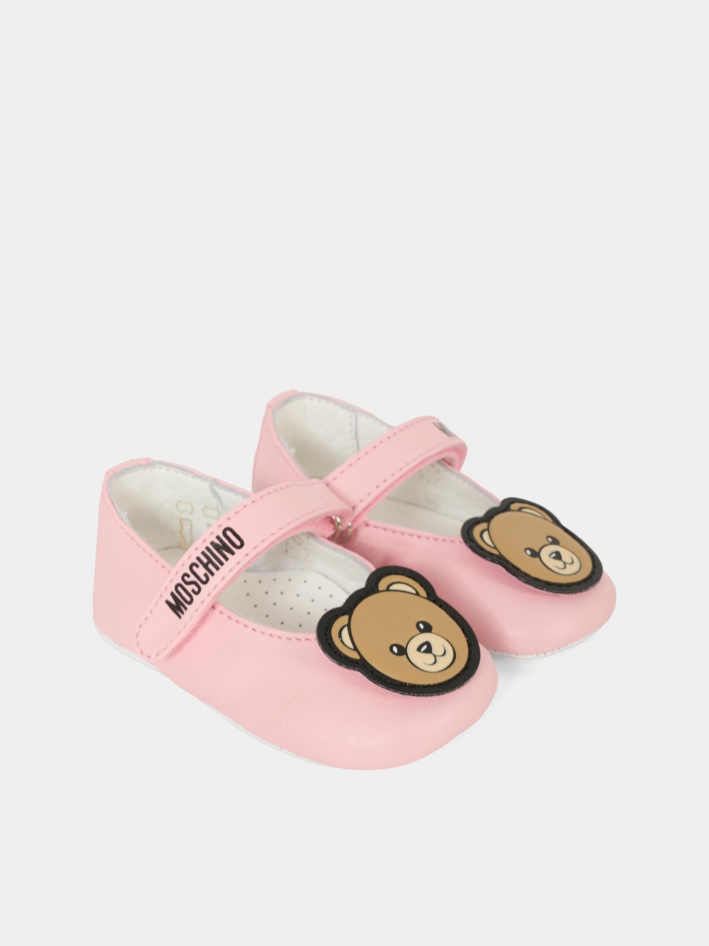 Pink ballet flats for girl with Teddy Bear