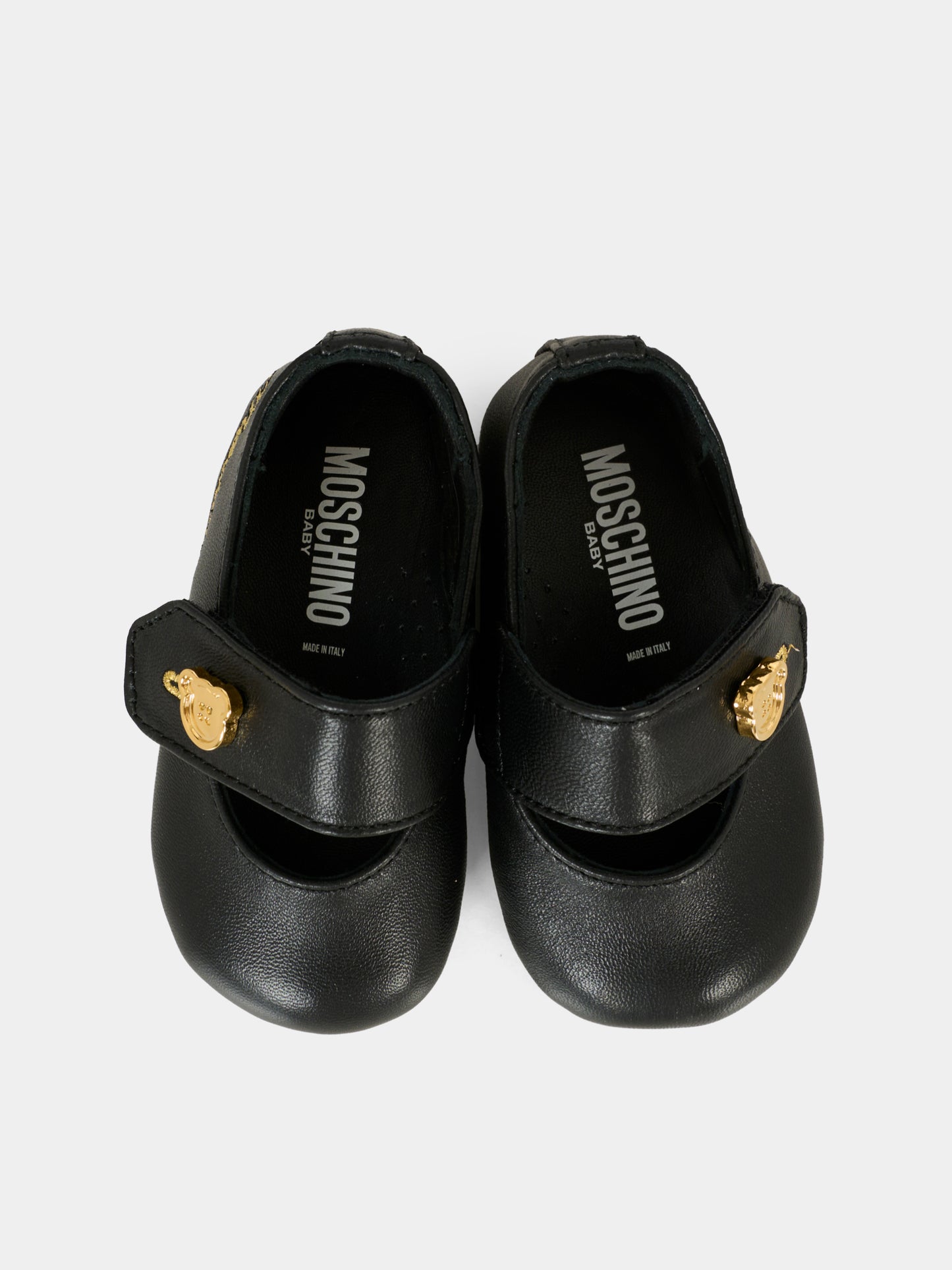 Ballerine nere per neonata con logo,Moschino Kids,81803 - VAR1