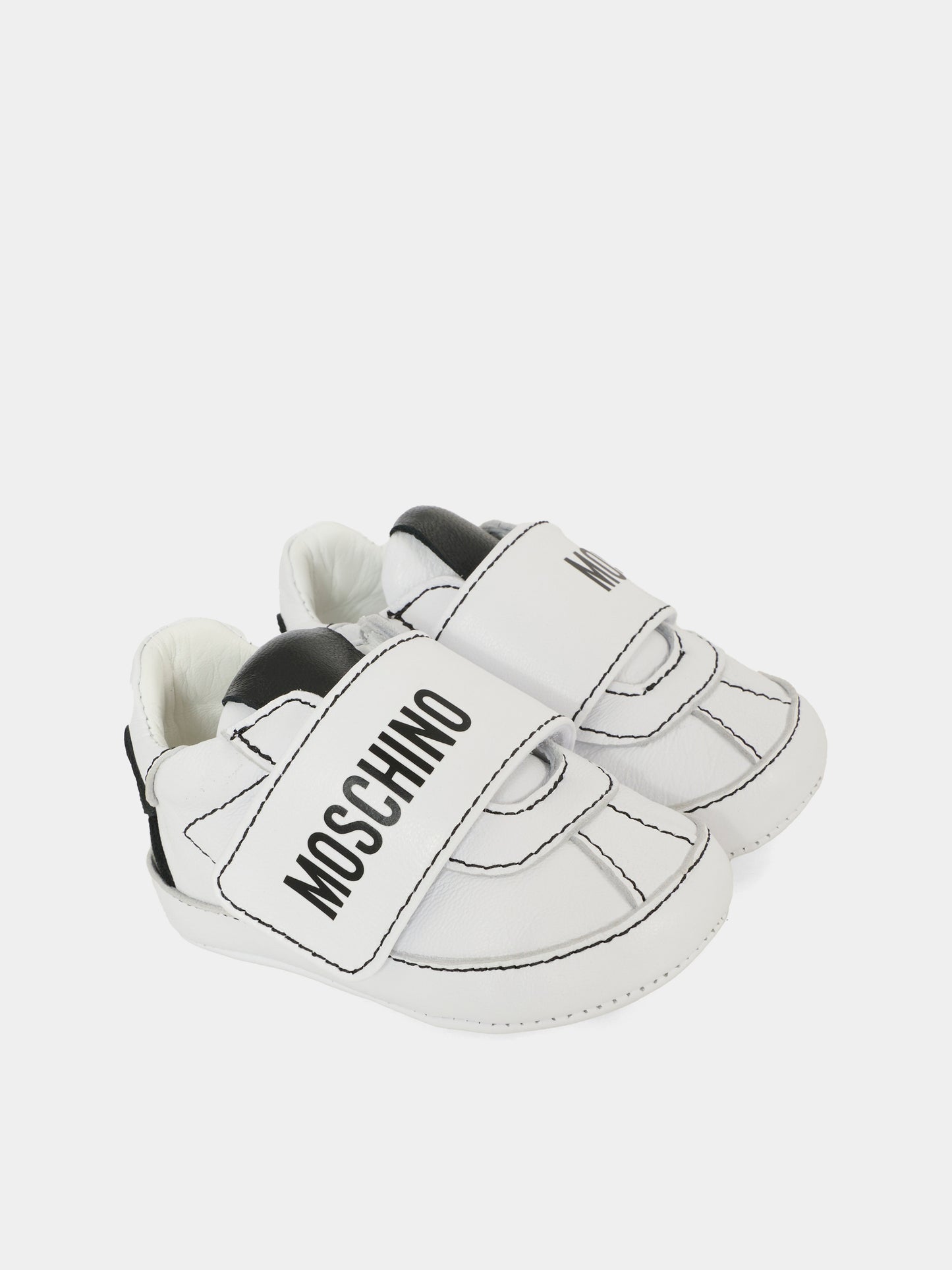 Sneakers bianche per neonati con logo,Moschino Kids,81808 - VAR1