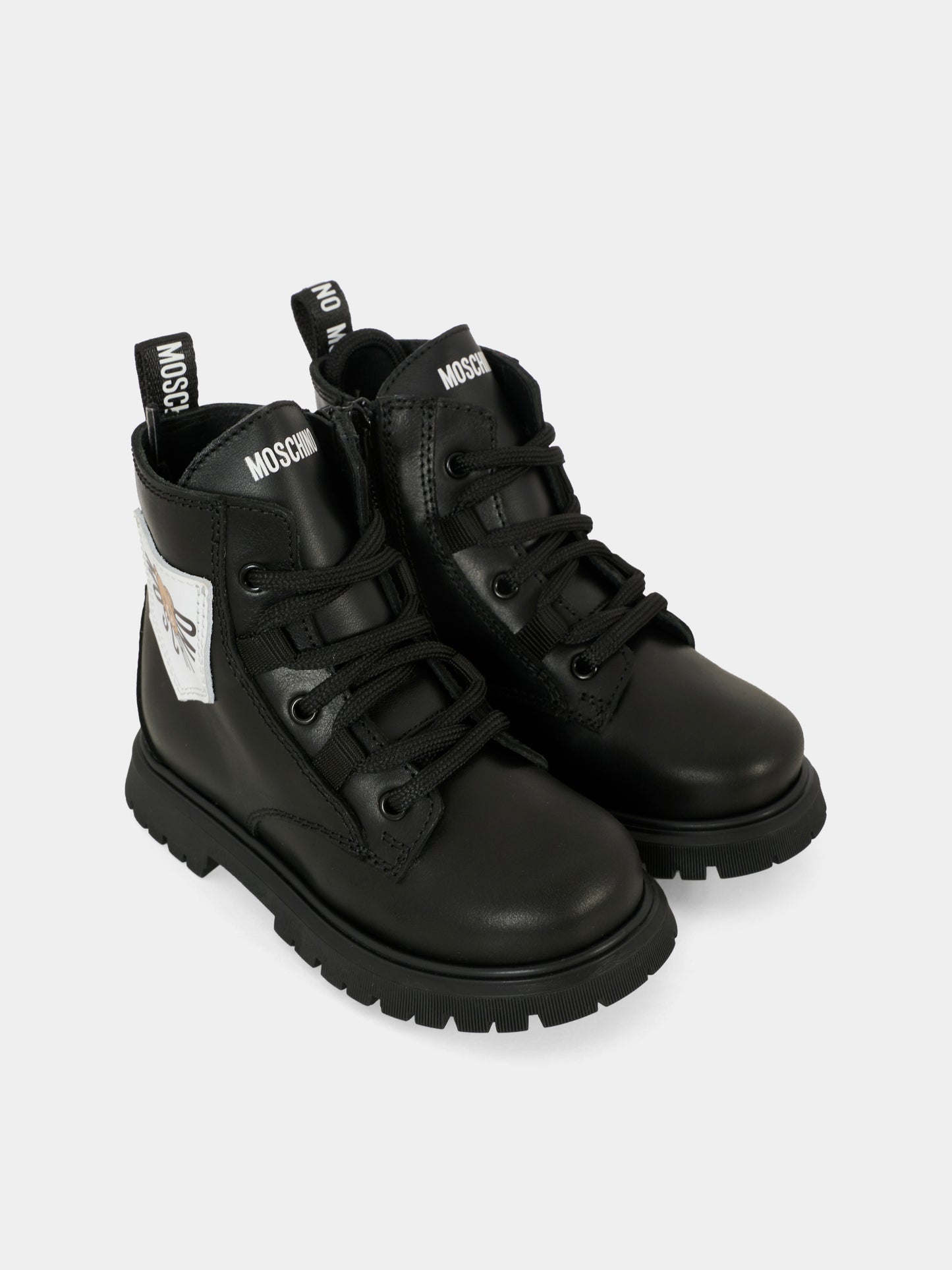 Anfibi neri per bambini con Teddy Bear,Moschino Kids,81862 - VAR1