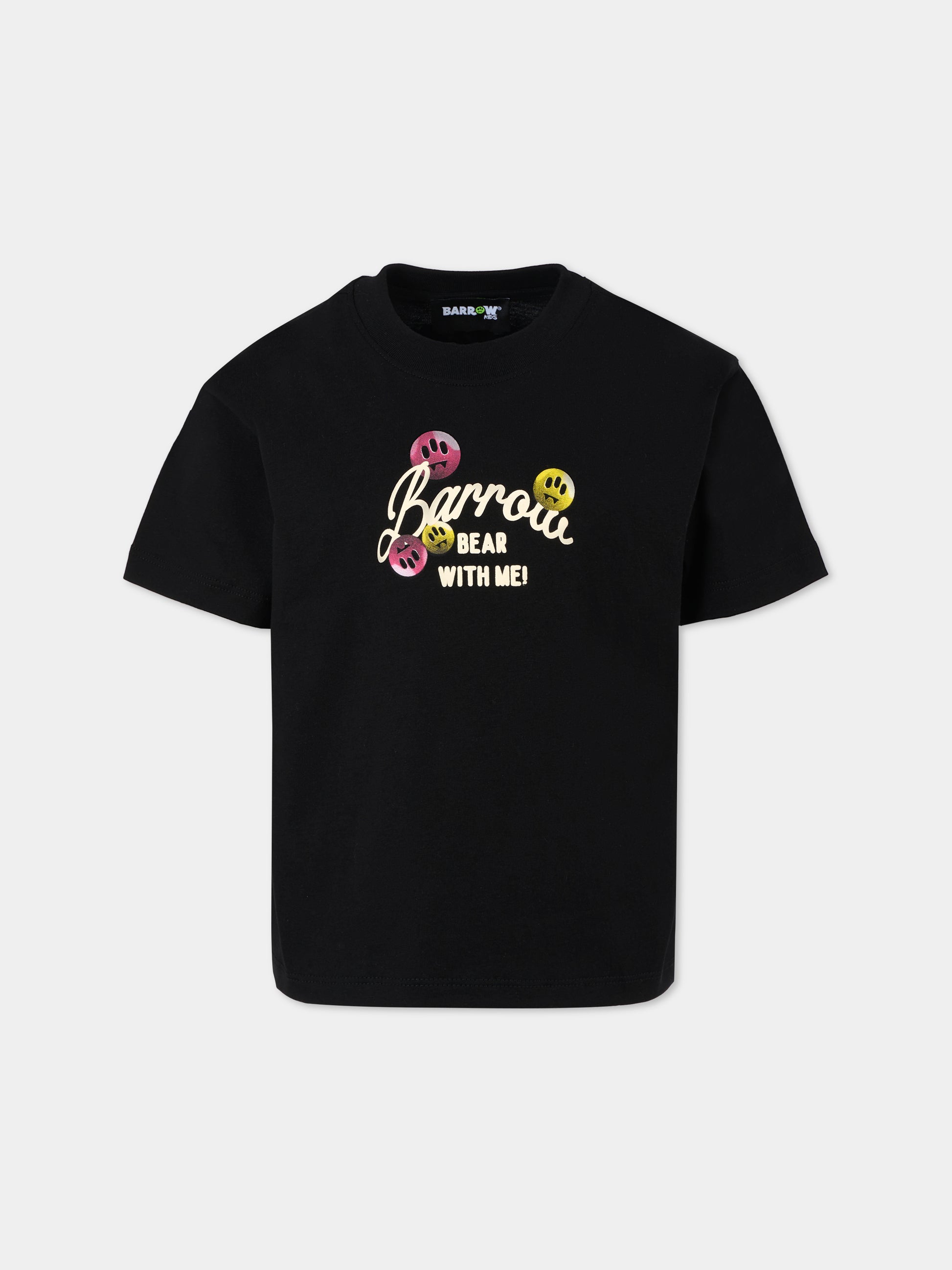 T-shirt nera per bambina con stampa Bear,Barrow,F5BKJGTH203 110