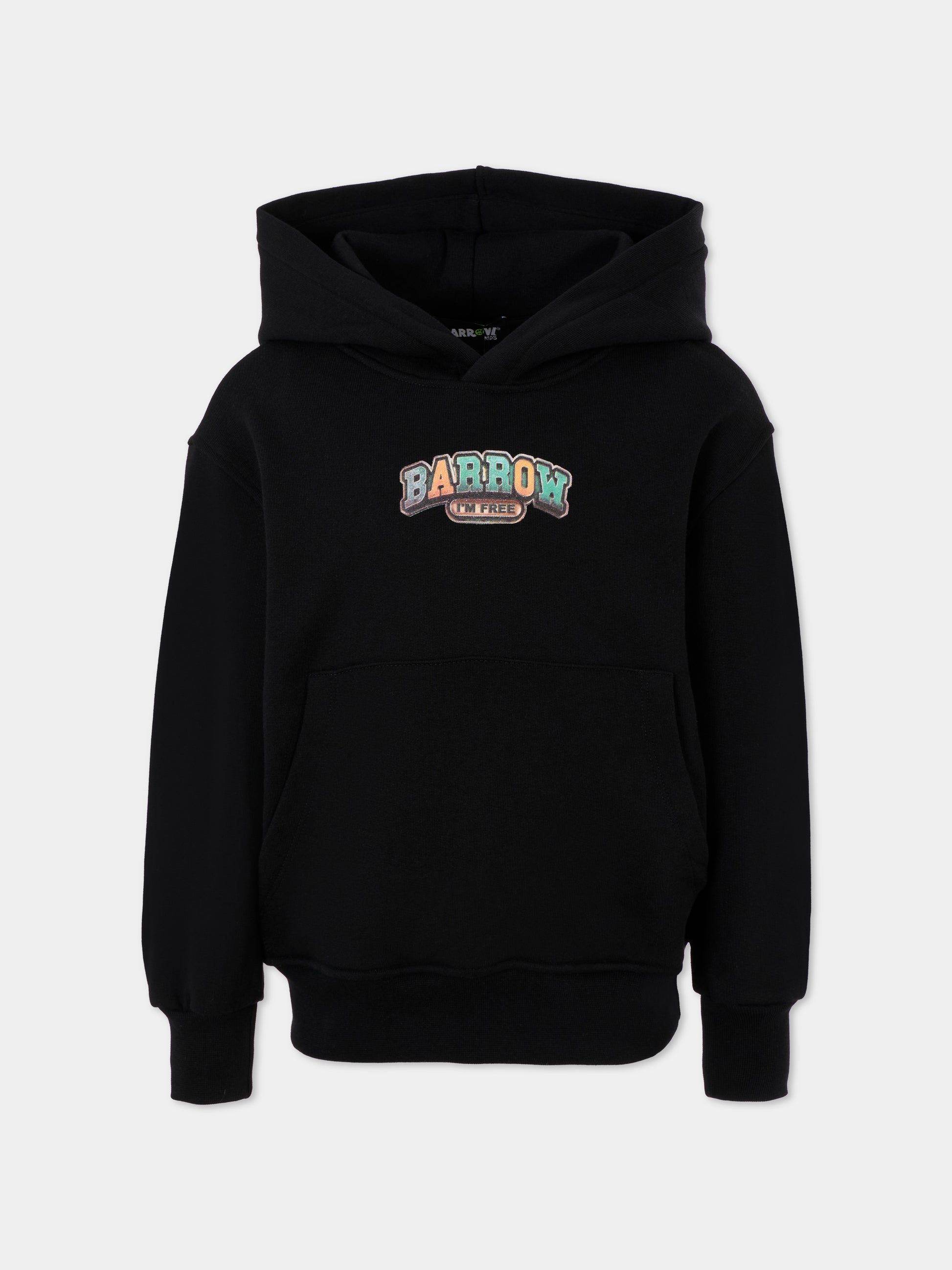 Felpa nera per bambino con stampa multicolor,Barrow,F5BKJUHS224 110