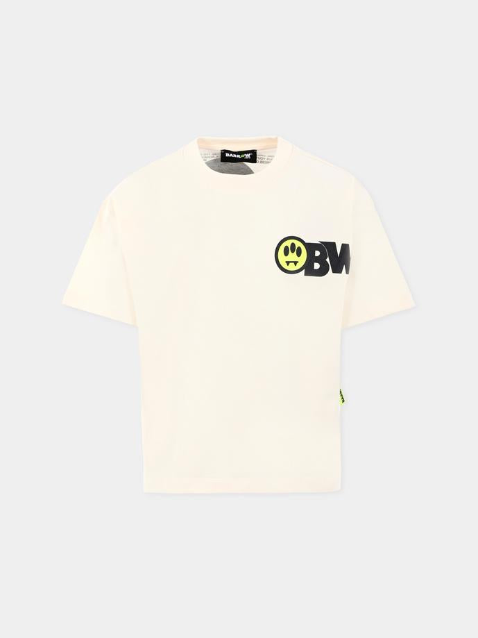 T-shirt avorio per bambini con stampa Bear,Barrow,F5BKJUTH046 013