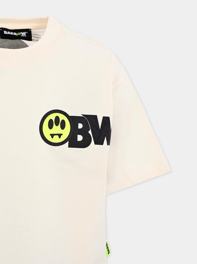 T-shirt avorio per bambini con stampa Bear,Barrow,F5BKJUTH046 013