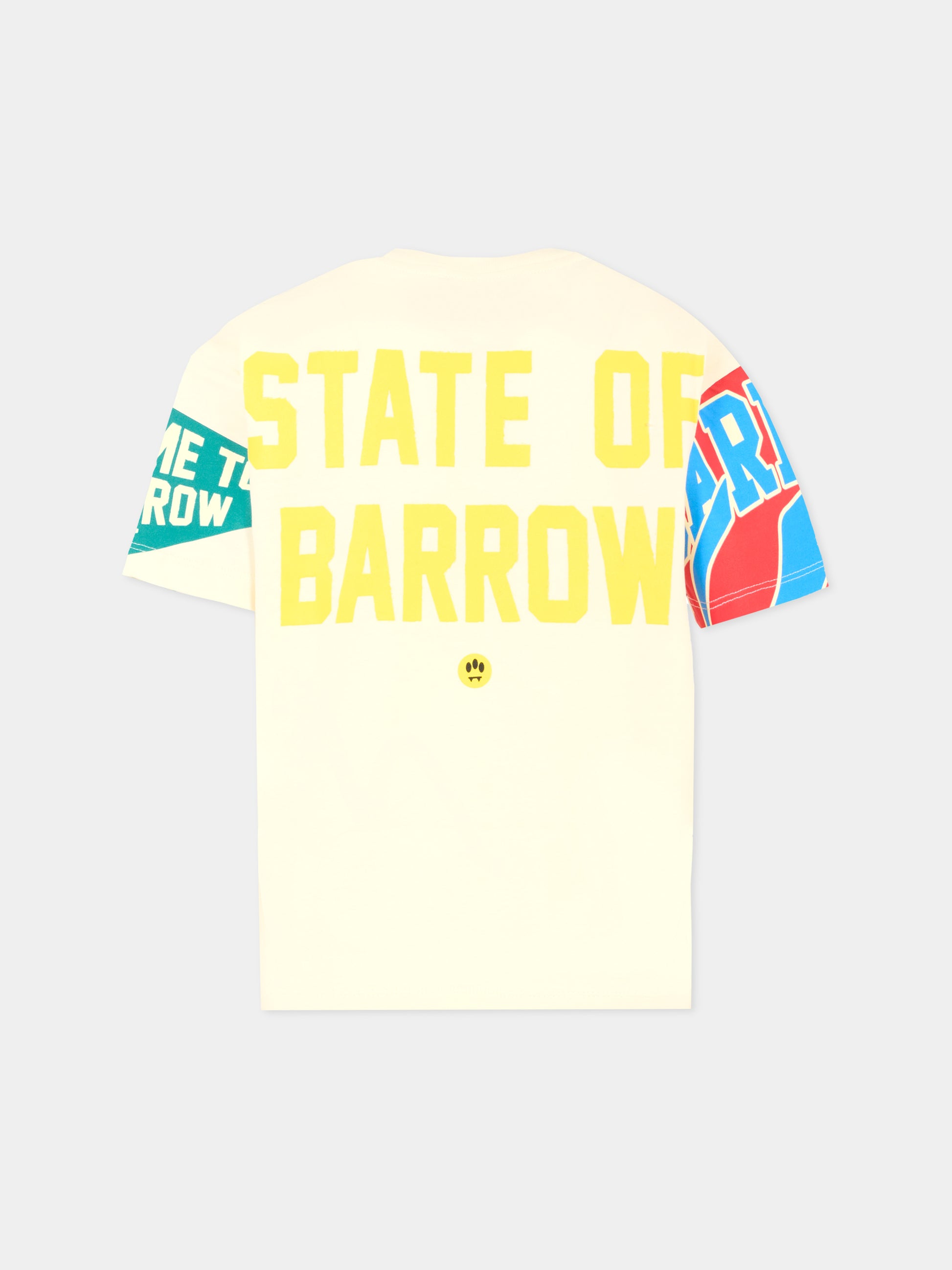 T-shirt avorio per bambino con smile e scritta,Barrow,F5BKJUTH079 013