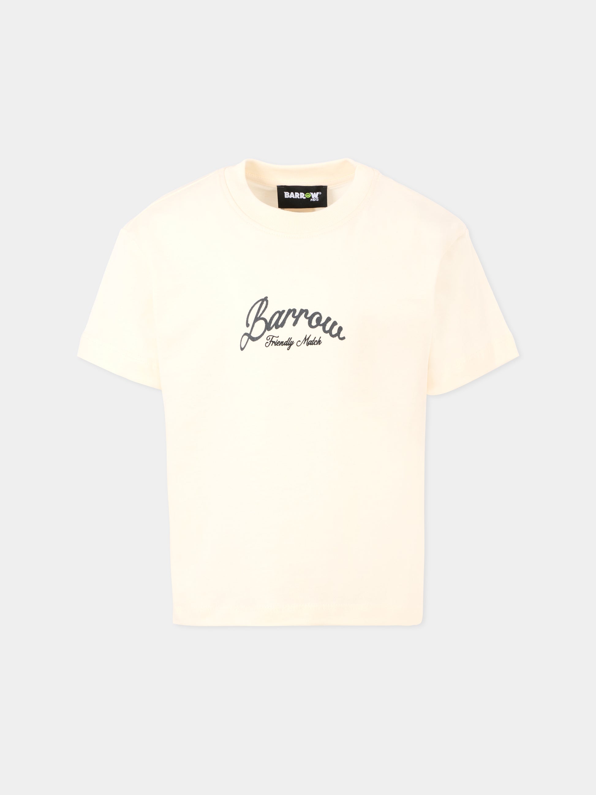 T-shirt avorio per bambini con logo,Barrow,F5BKJUTH103 013
