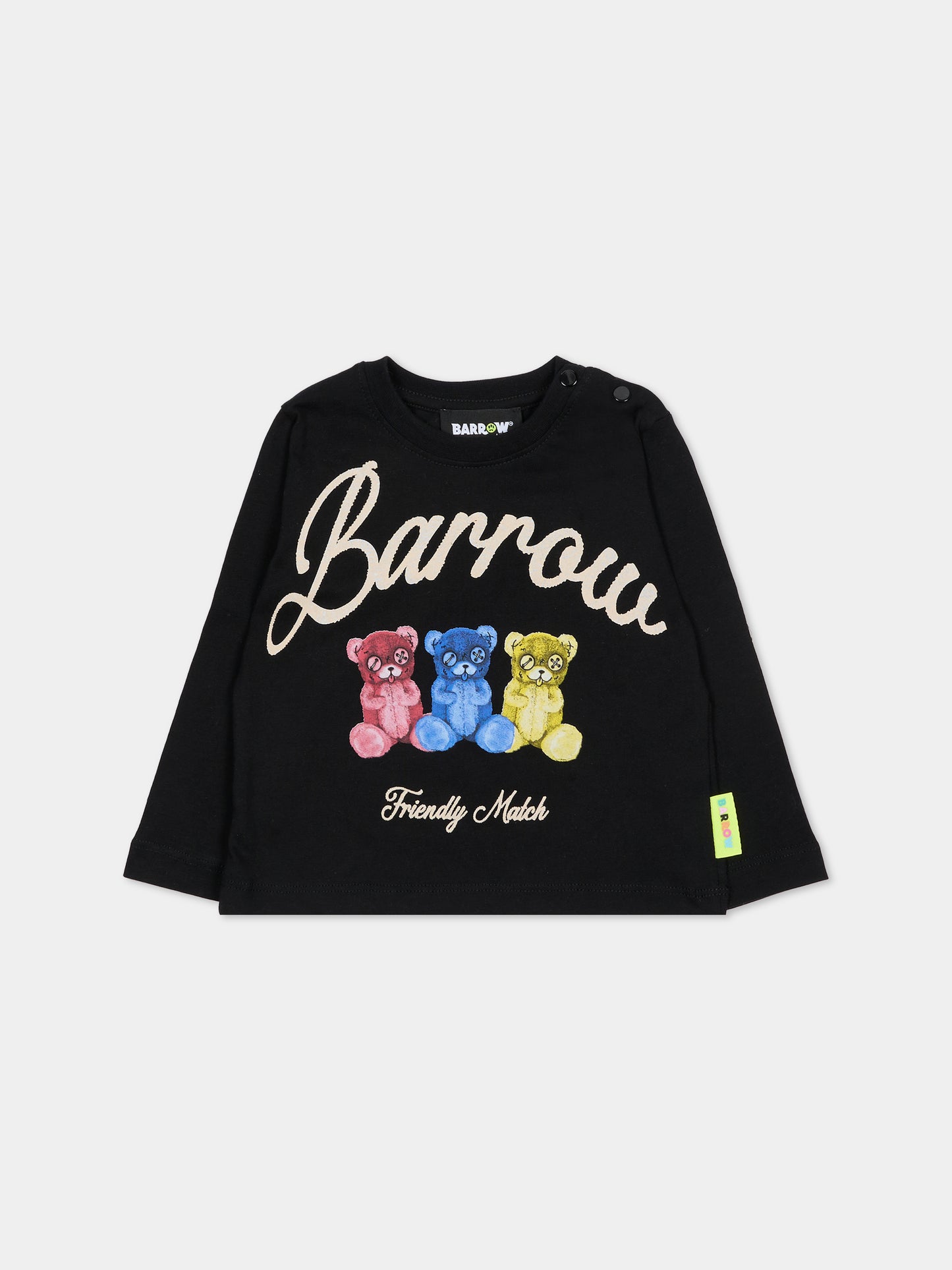 T-shirt nera per neonati con stampa Bear,Barrow,F5BKUNTH217 110