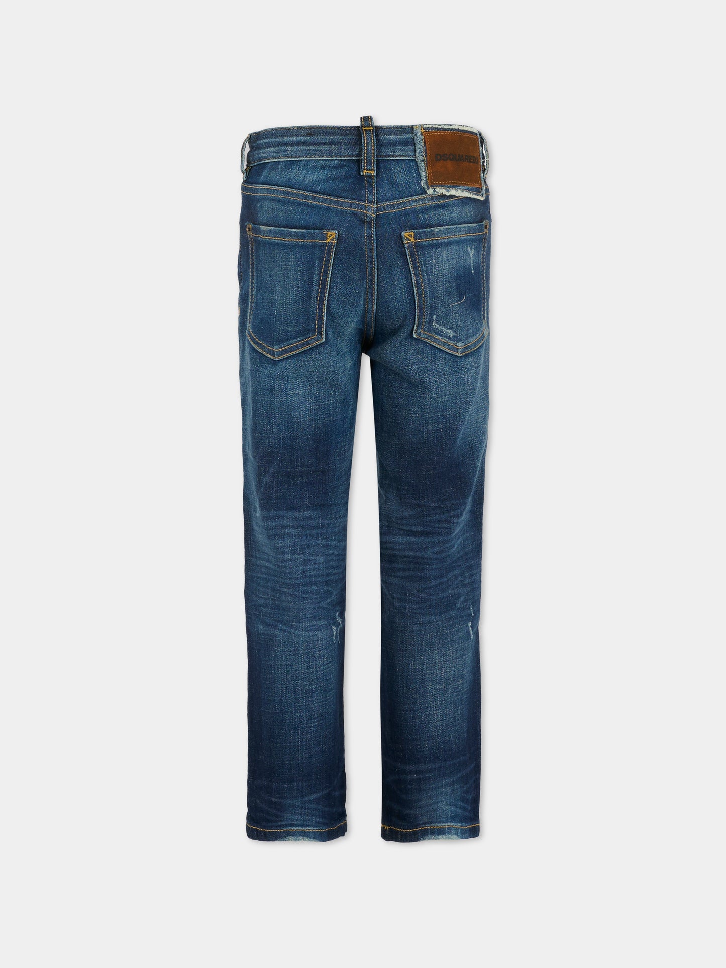 Jeans blu per bambino con patch logato,Dsquared2,DQ2241-D0AER-DQ01