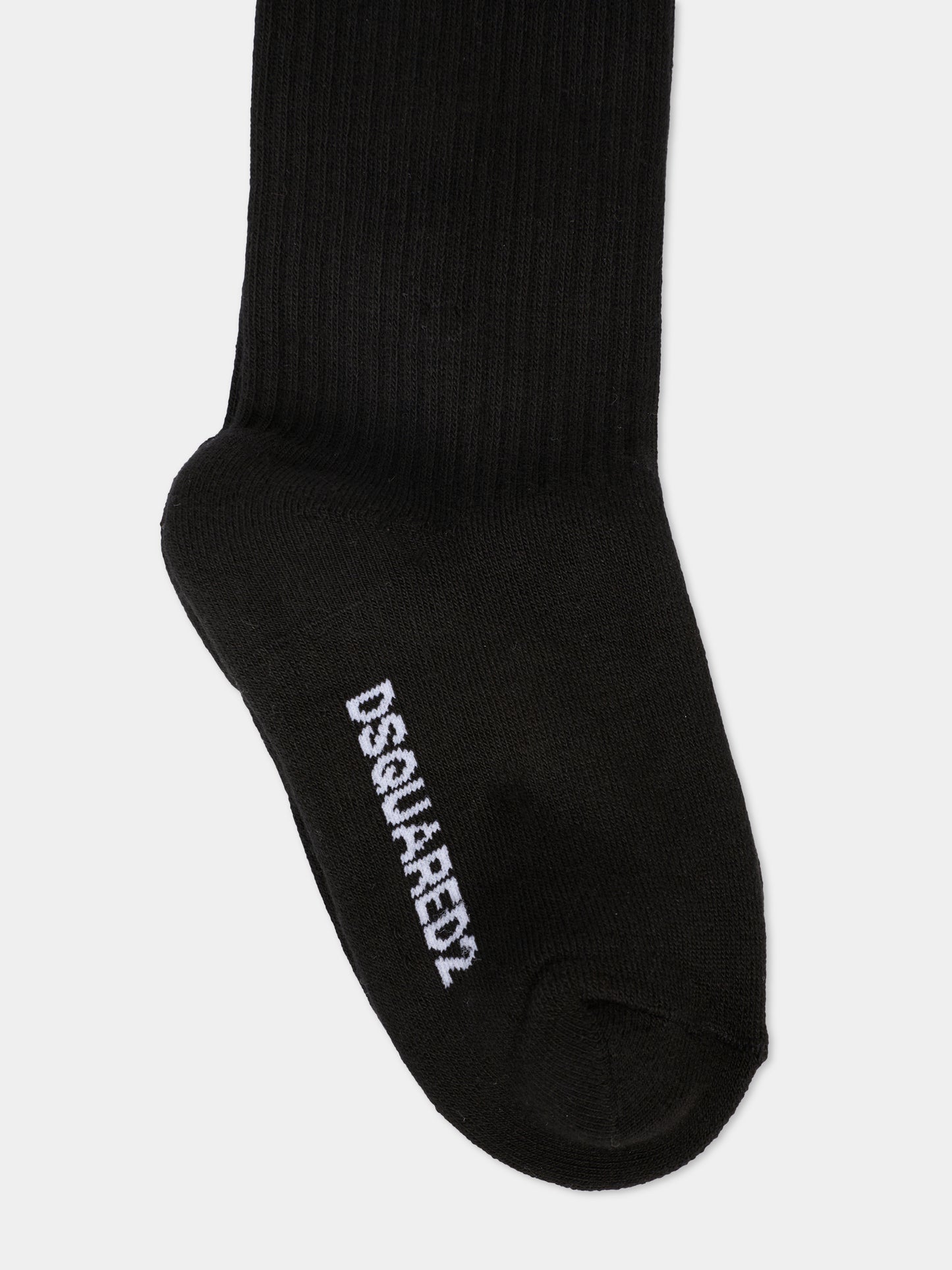 Calze nere per bambini con logo bianco,Dsquared2,DQ2686-D0A9S-DQ900