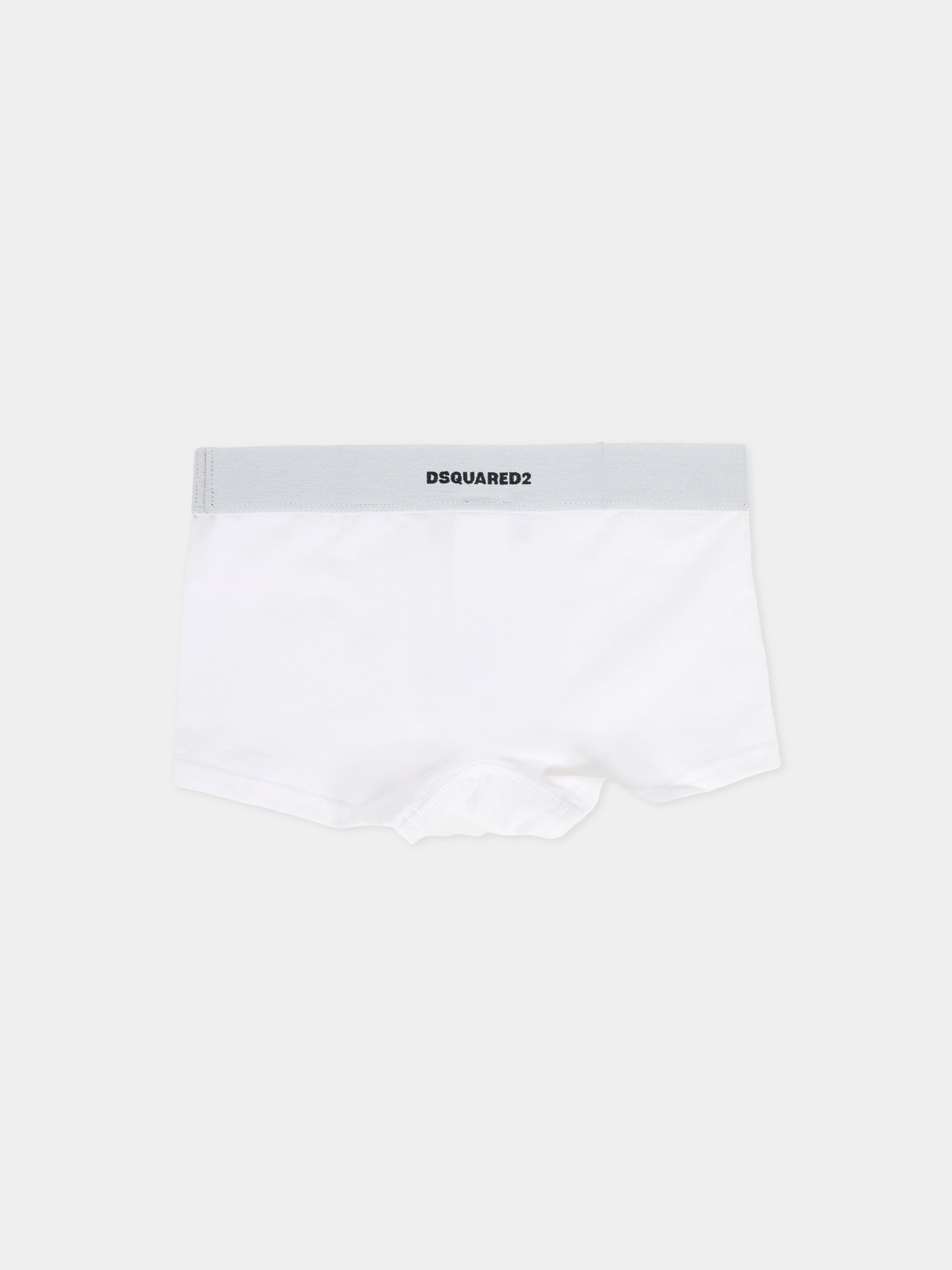 Boxer bianco per bambino con logo,Dsquared2,DQ2952-D008J-DQ10E