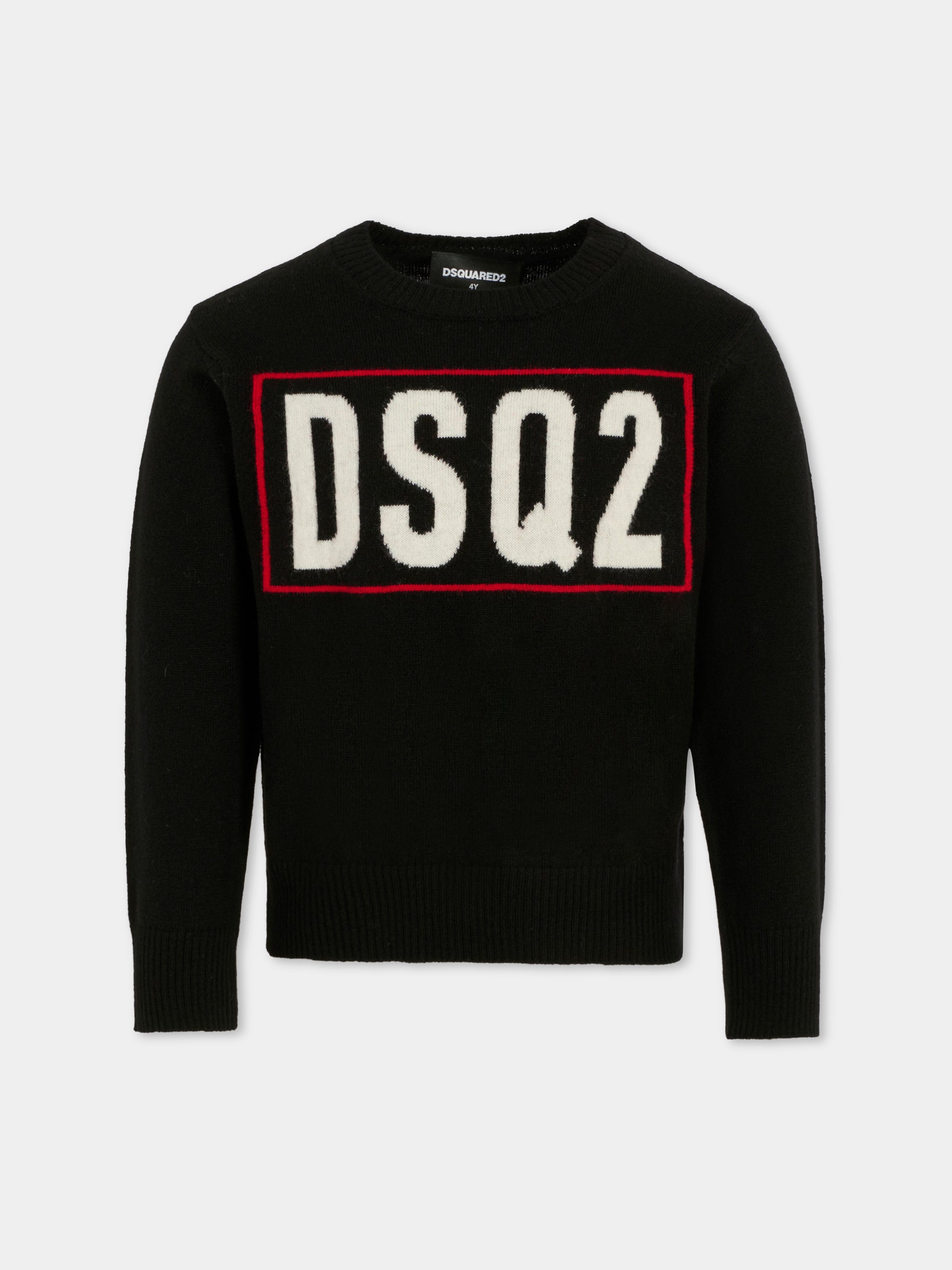 Maglione nero per bambino con logo,Dsquared2,DQ3071-D0AFF-DQ900