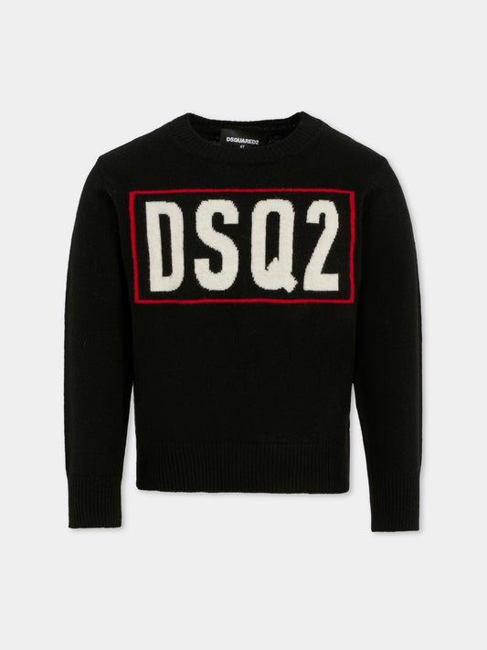 Maglione nero per bambino con logo,Dsquared2,DQ3071-D0AFF-DQ900