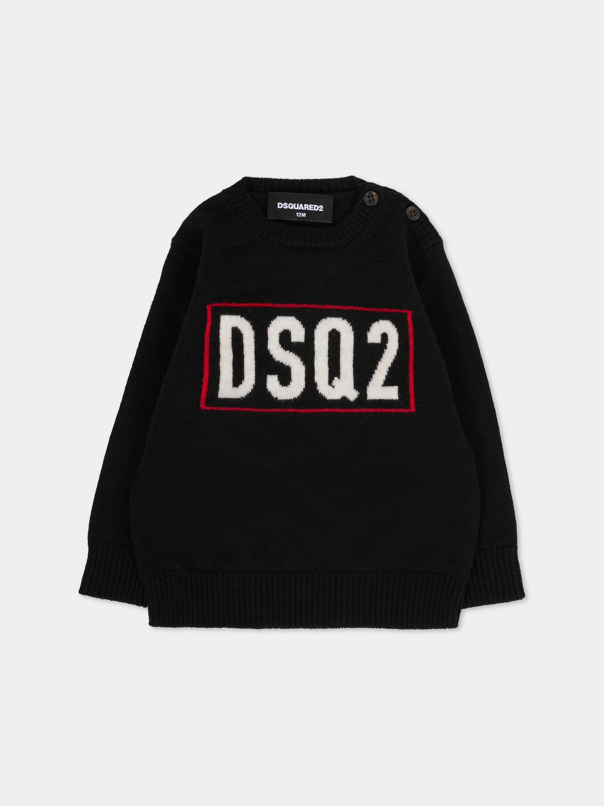 Maglione nero per neonato con logo,Dsquared2,DQ3109-D0AFF-DQ900