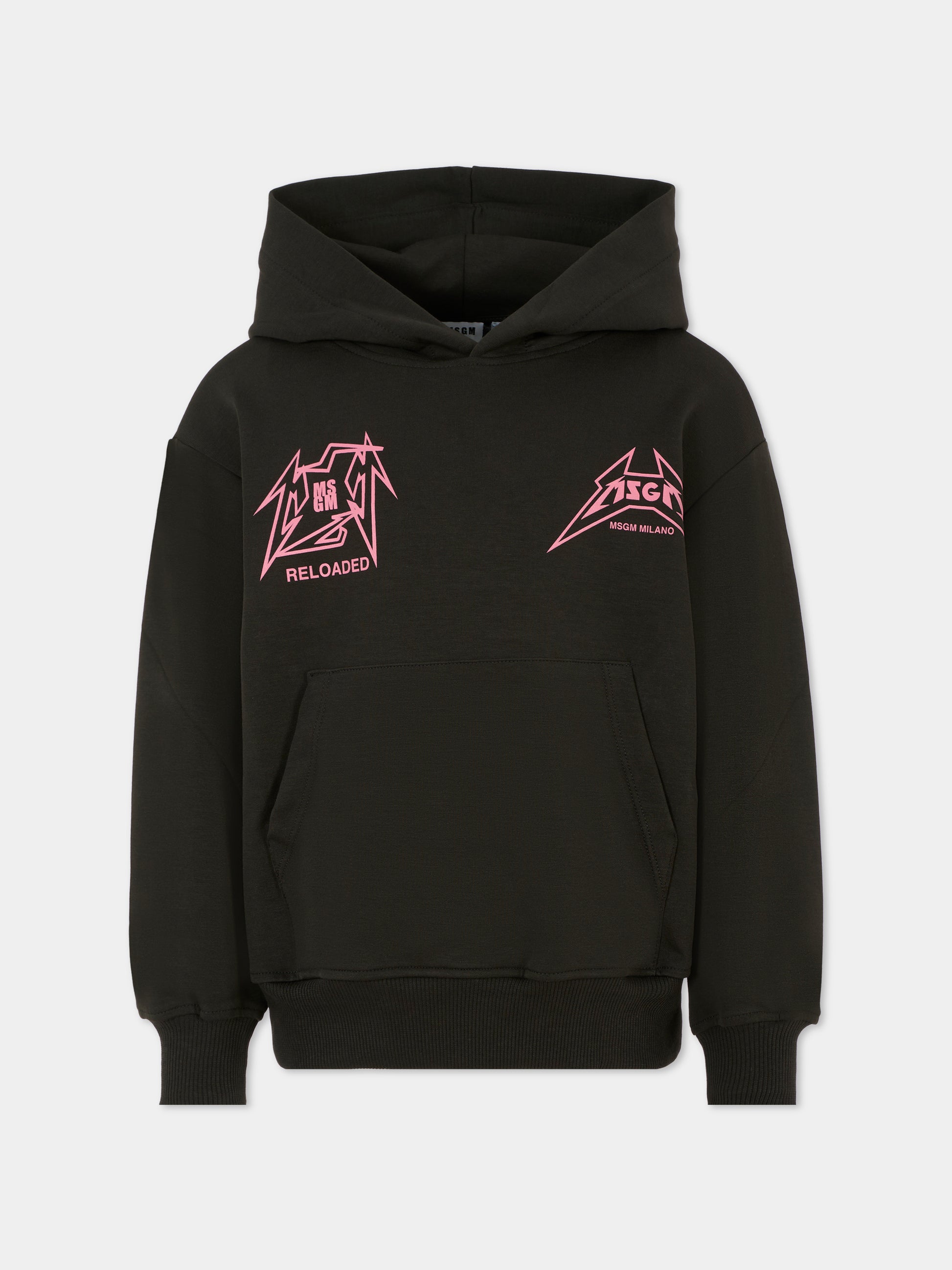 Felpa nera per bambina con logo,Msgm Kids,F5MSJGHS152 MS063