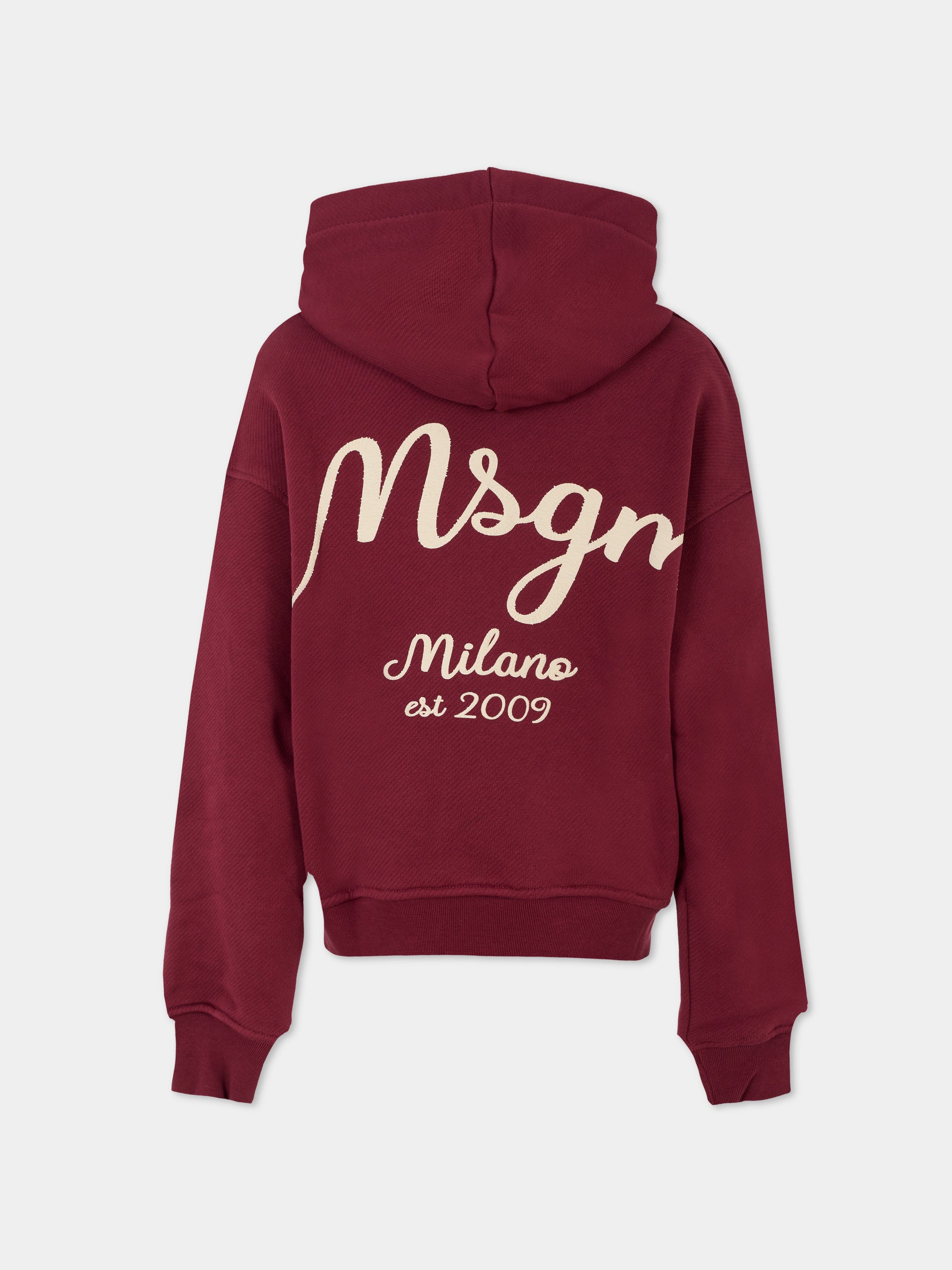 Felpa bordeaux per bambino con logo,Msgm Kids,F5MSJBHS254 MS034
