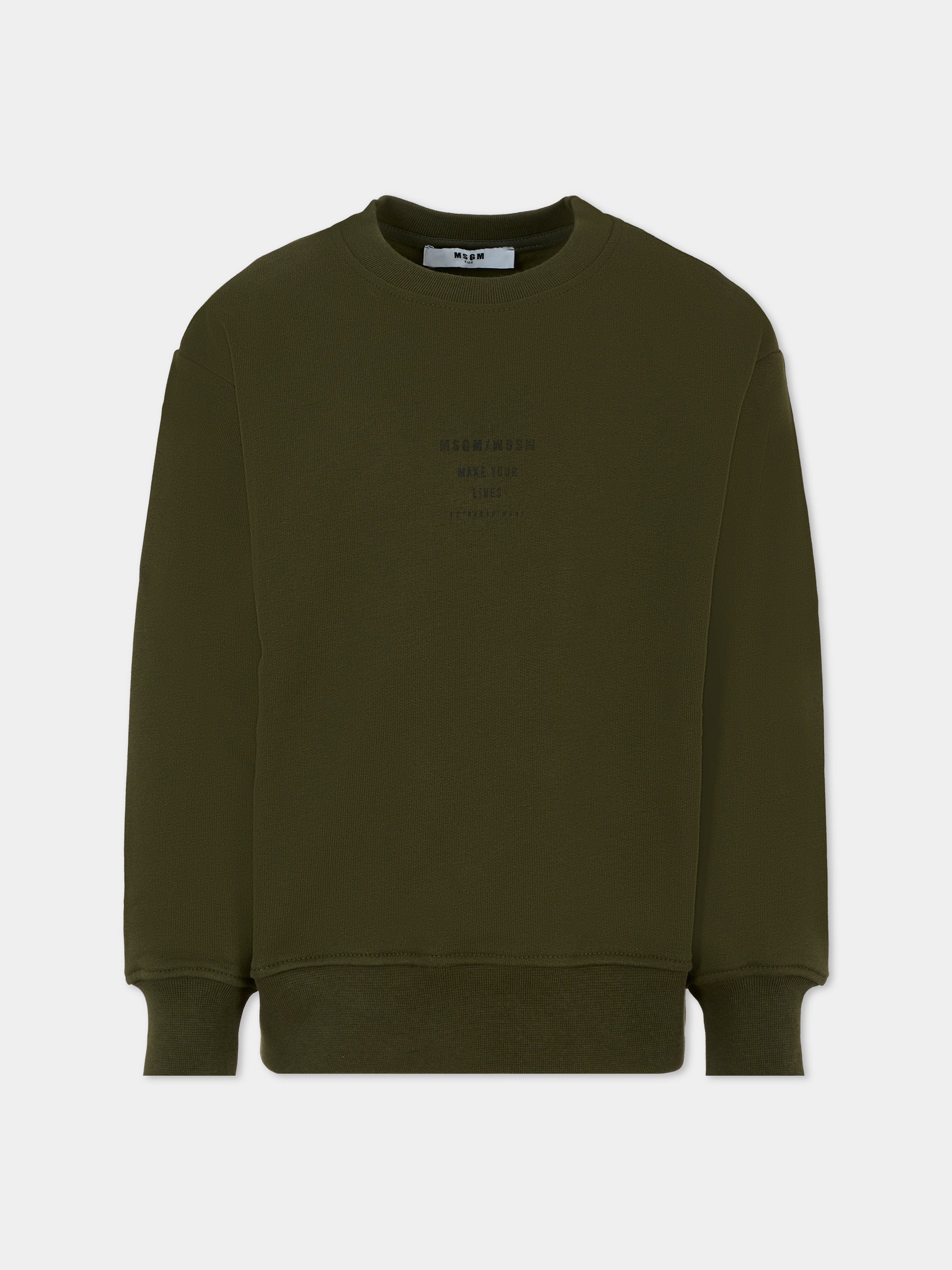 Felpa verde per bambino con logo,Msgm Kids,F5MSJBSW214 082
