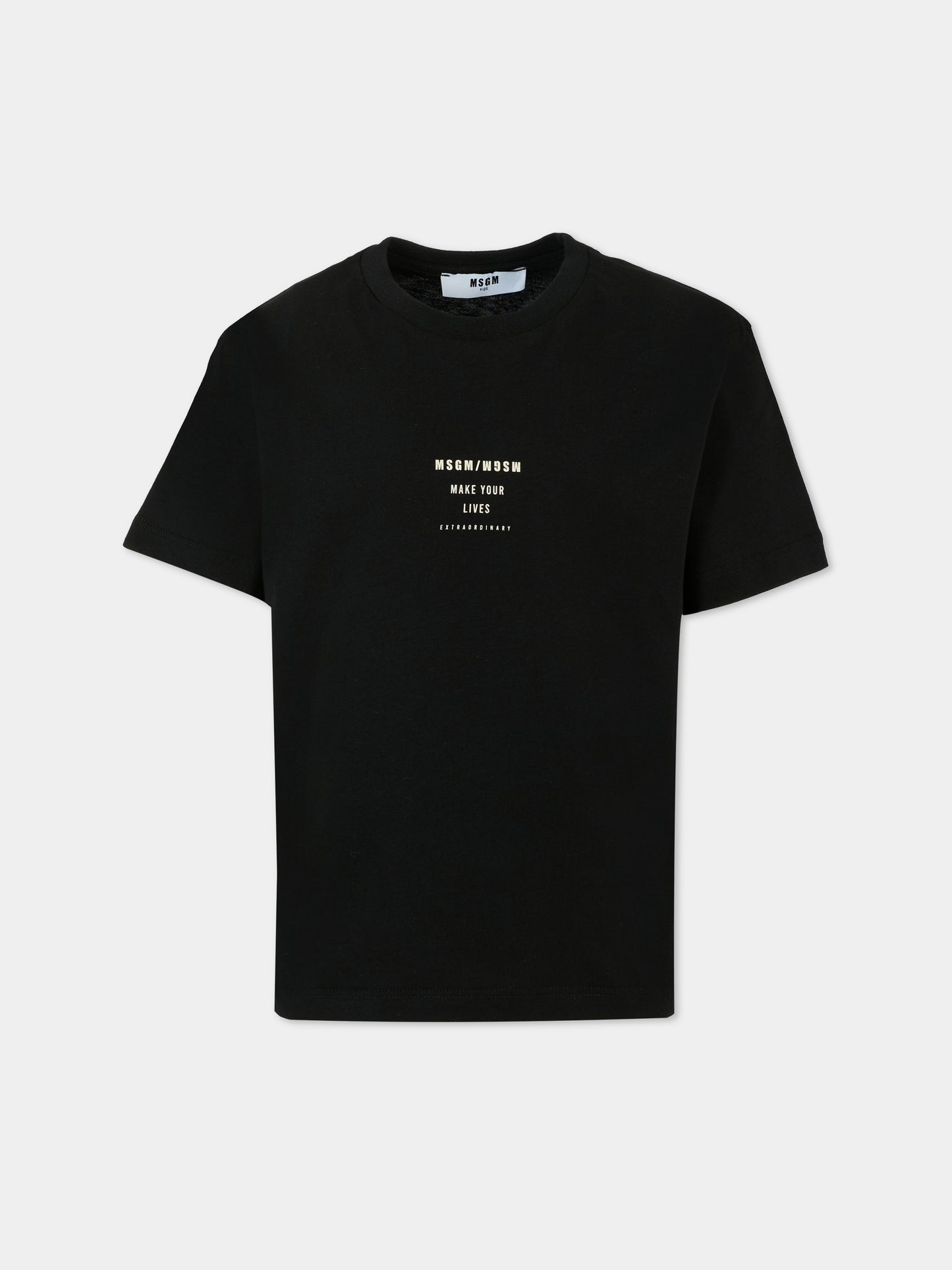 T-shirt nera per bambini con logo,Msgm Kids,F5MSJBTH215 110
