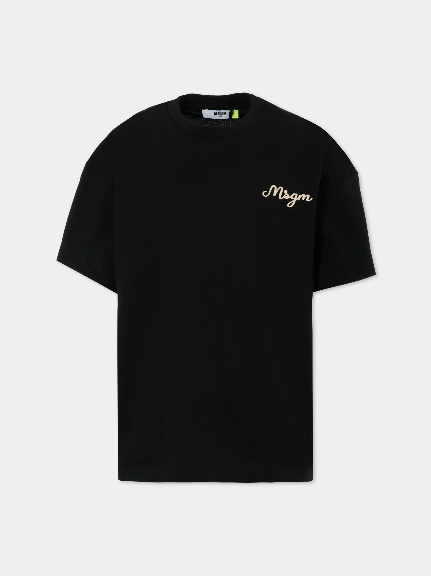 T-shirt nera per bambino con logo,Msgm Kids,F5MSJBTH253 110