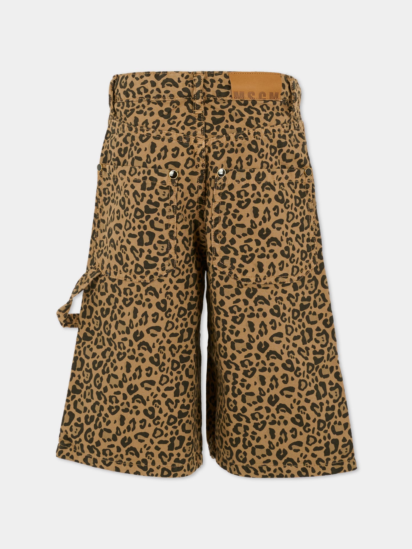 Shorts marroni per bambina con stampa maculata,Msgm Kids,F5MSJGBE131 MS030