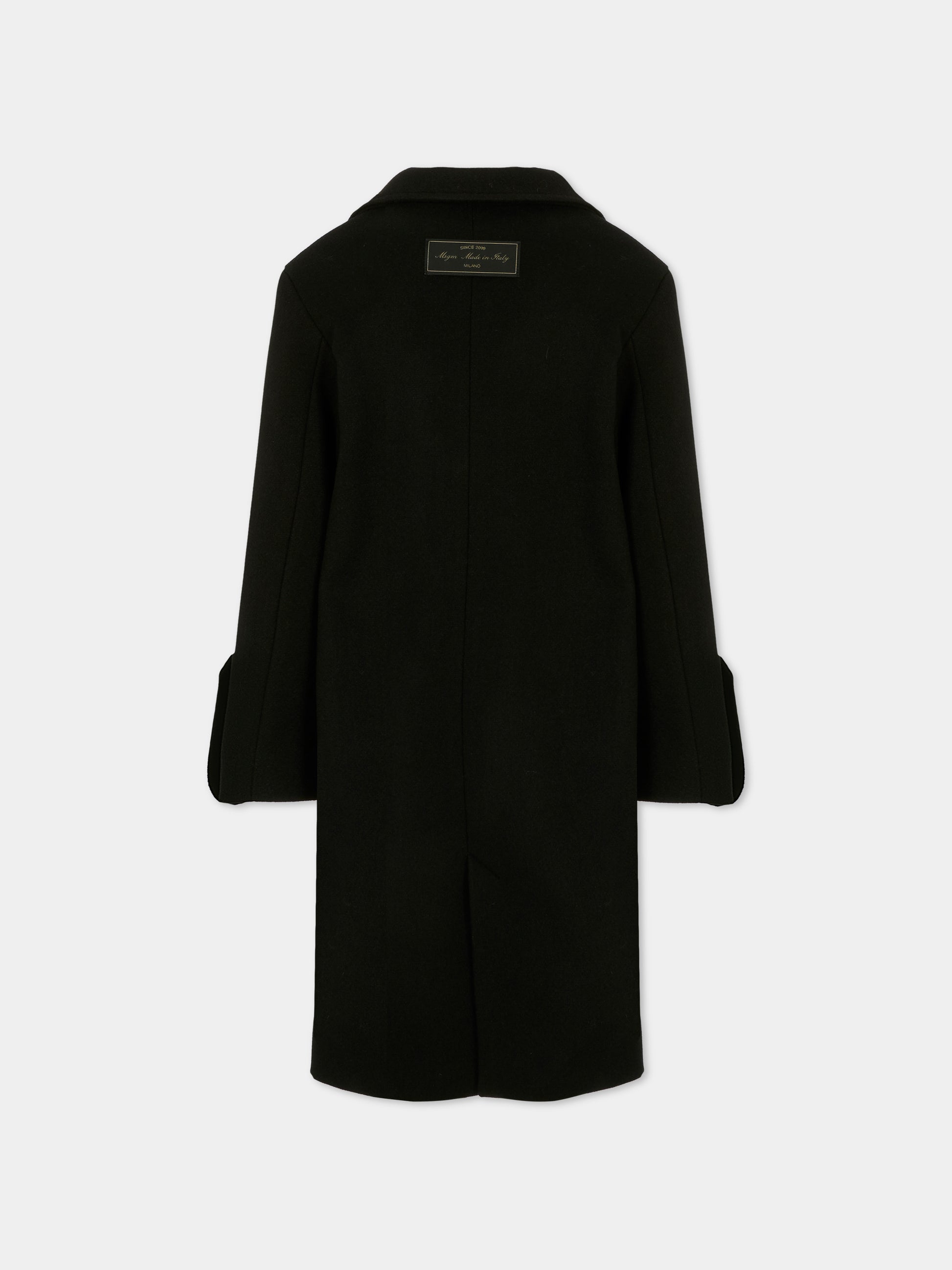 Cappotto nero per bambina con logo,Msgm Kids,F5MSJGCO114 110