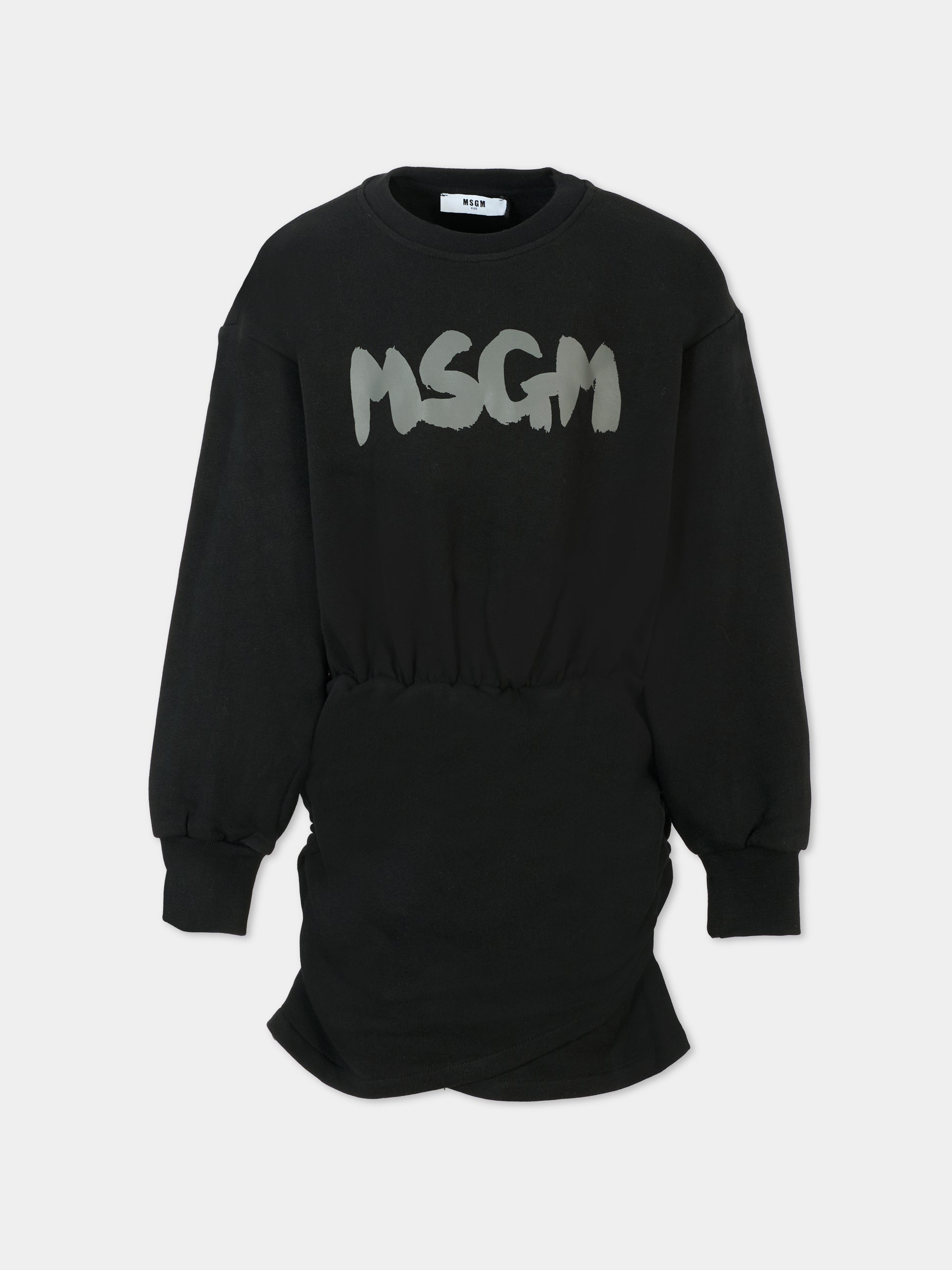 Vestito nero per bambina con logo,Msgm Kids,F5MSJGDR044 110