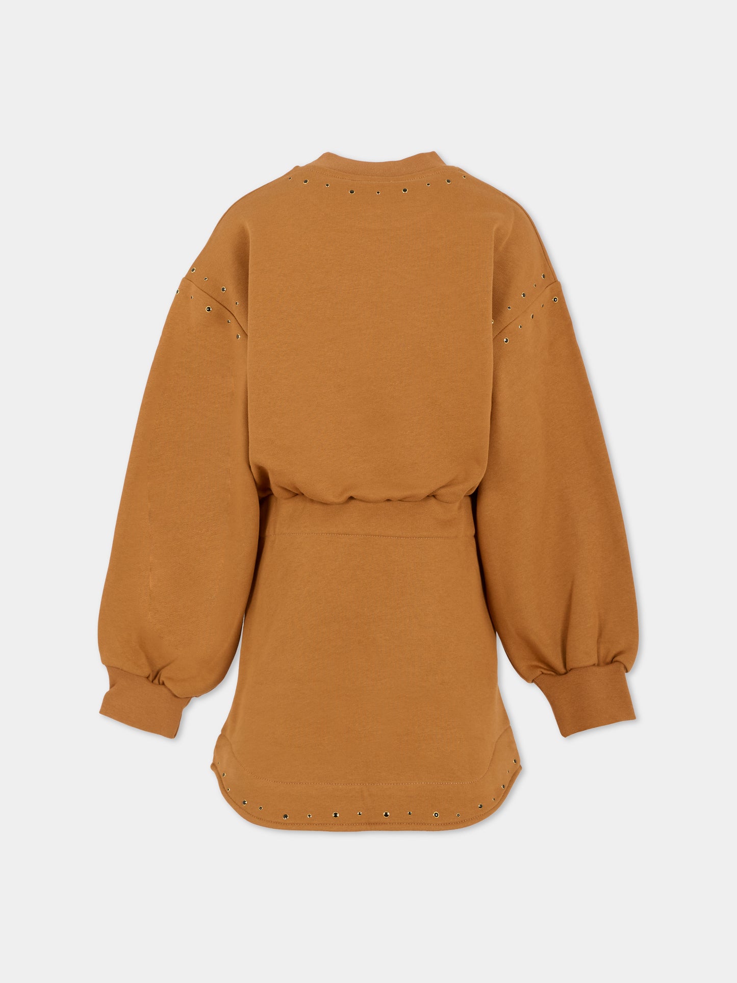 Vestito marrone per bambina con logo,Msgm Kids,F5MSJGDR146 MS046