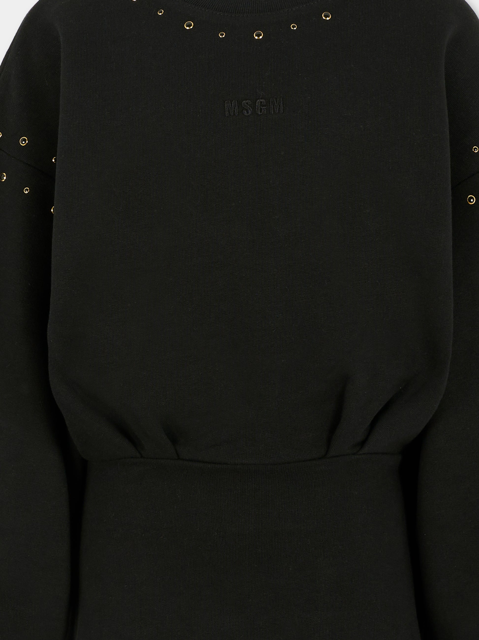 Vestito nero per bambina con logo,Msgm Kids,F5MSJGDR146 110