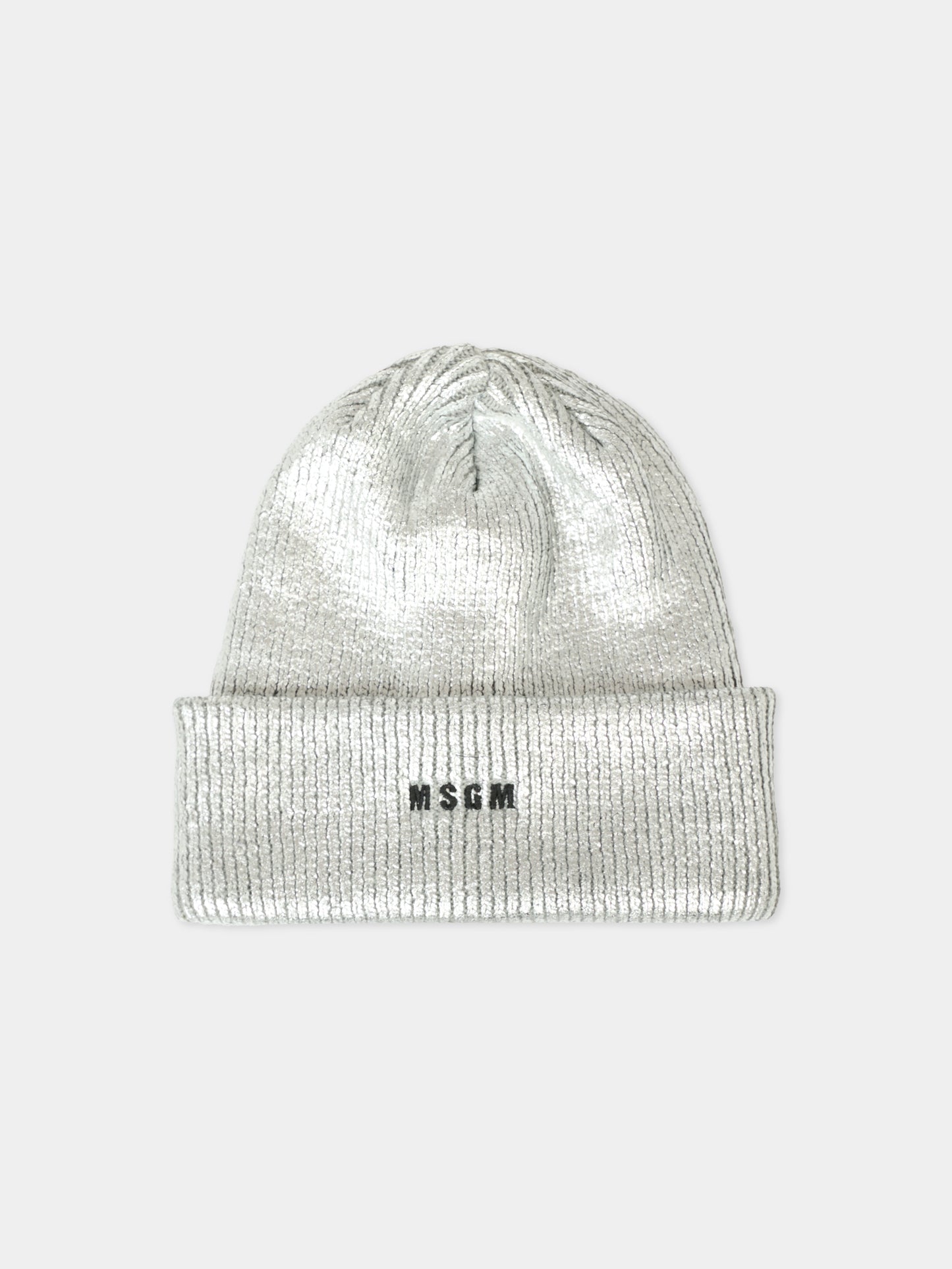 Cappello argentato per bambina con logo nero,Msgm Kids,F5MSJGHT187 122