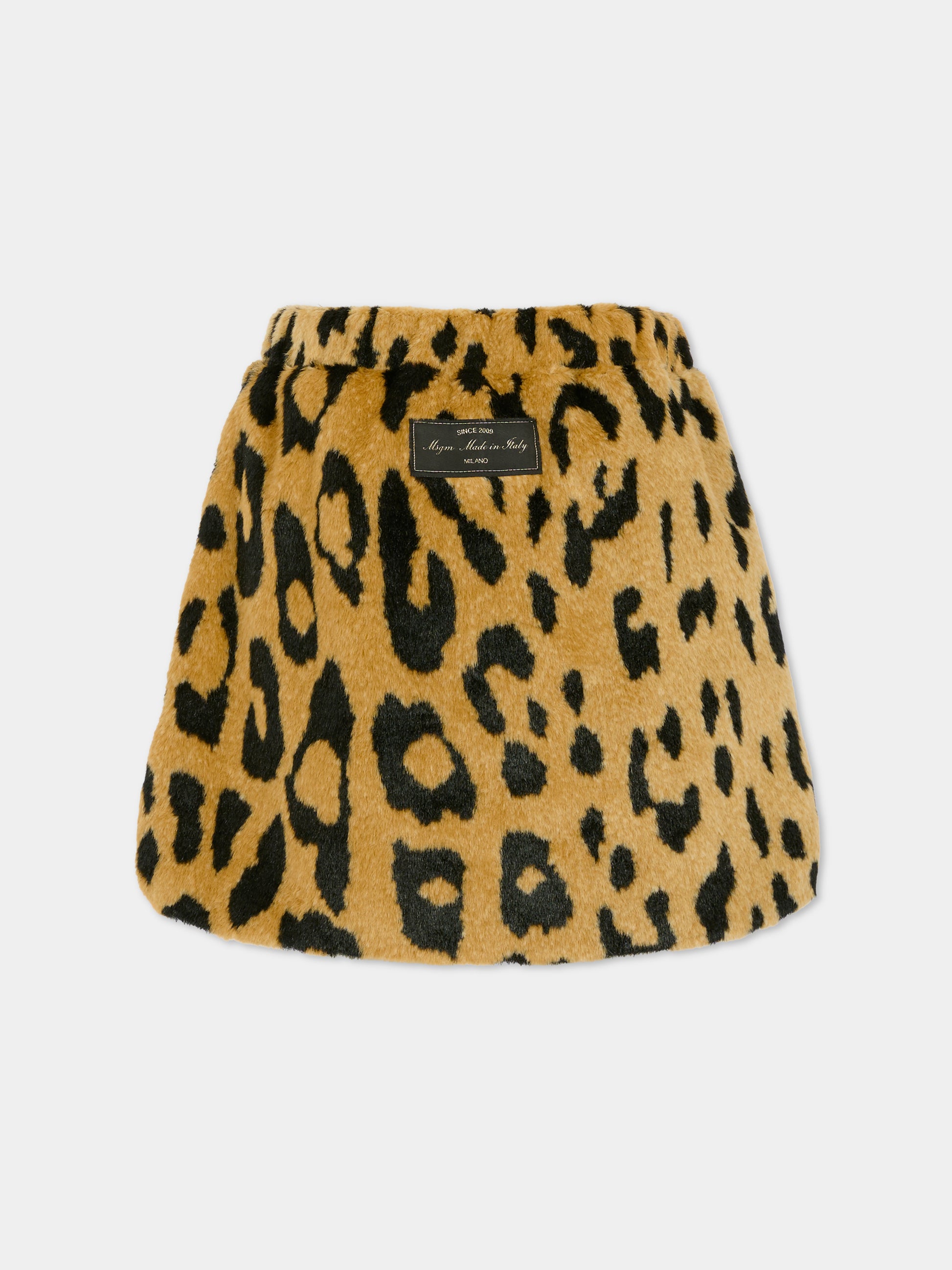 Gonna marrone per bambina con stampa animalier,Msgm Kids,F5MSJGSK137 MS030