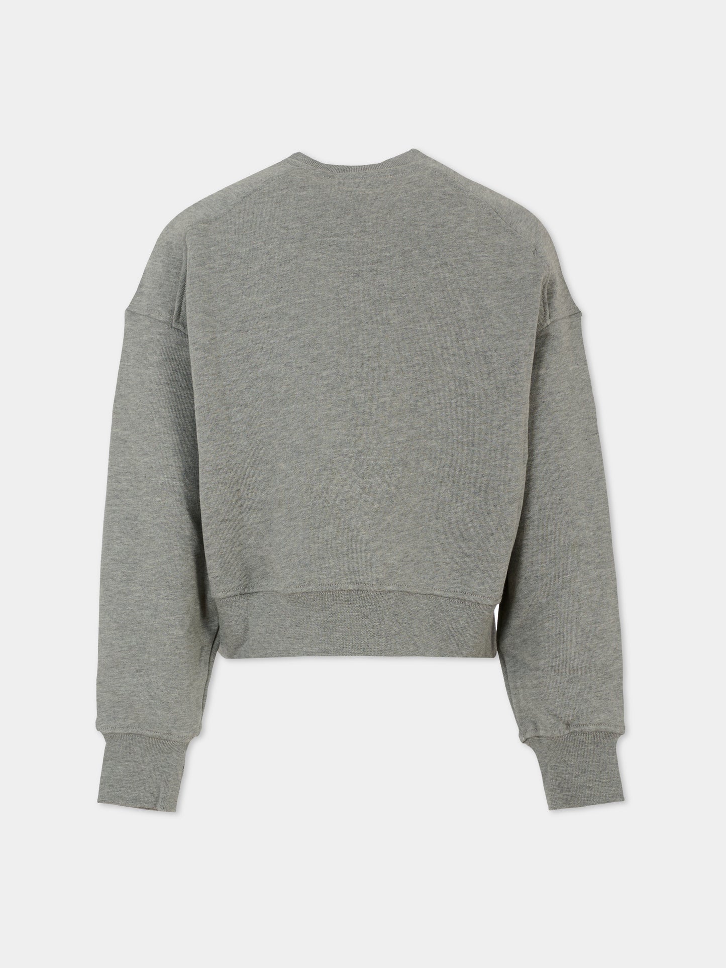 Felpa crop grigia per bambina con logo e strass,Msgm Kids,F5MSJGSW268 104