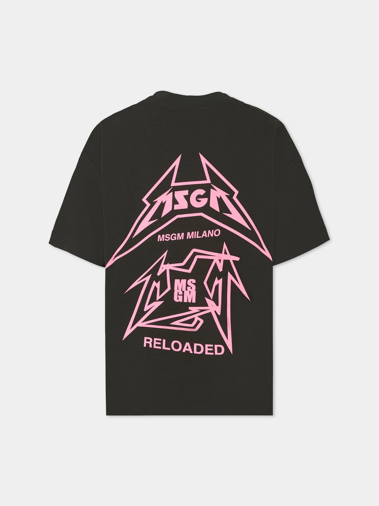 T-shirt grigia per bambina con stampa logata,Msgm Kids,F5MSJGTH267 MS063