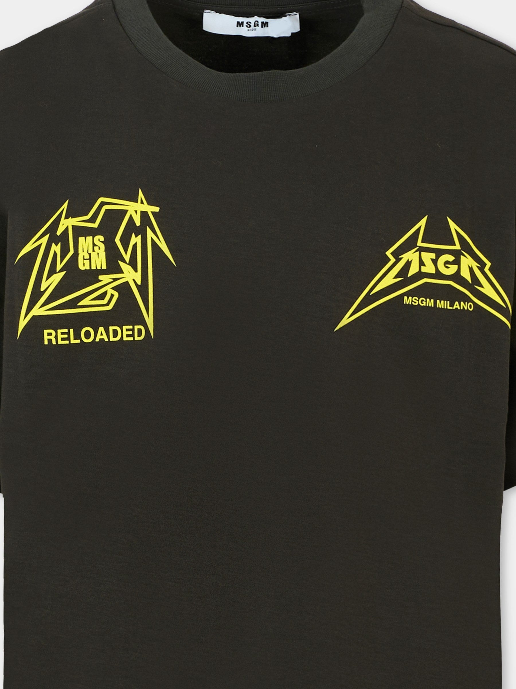 T-shirt grigia per bambina con stampa logata,Msgm Kids,F5MSJGTH267 MS064